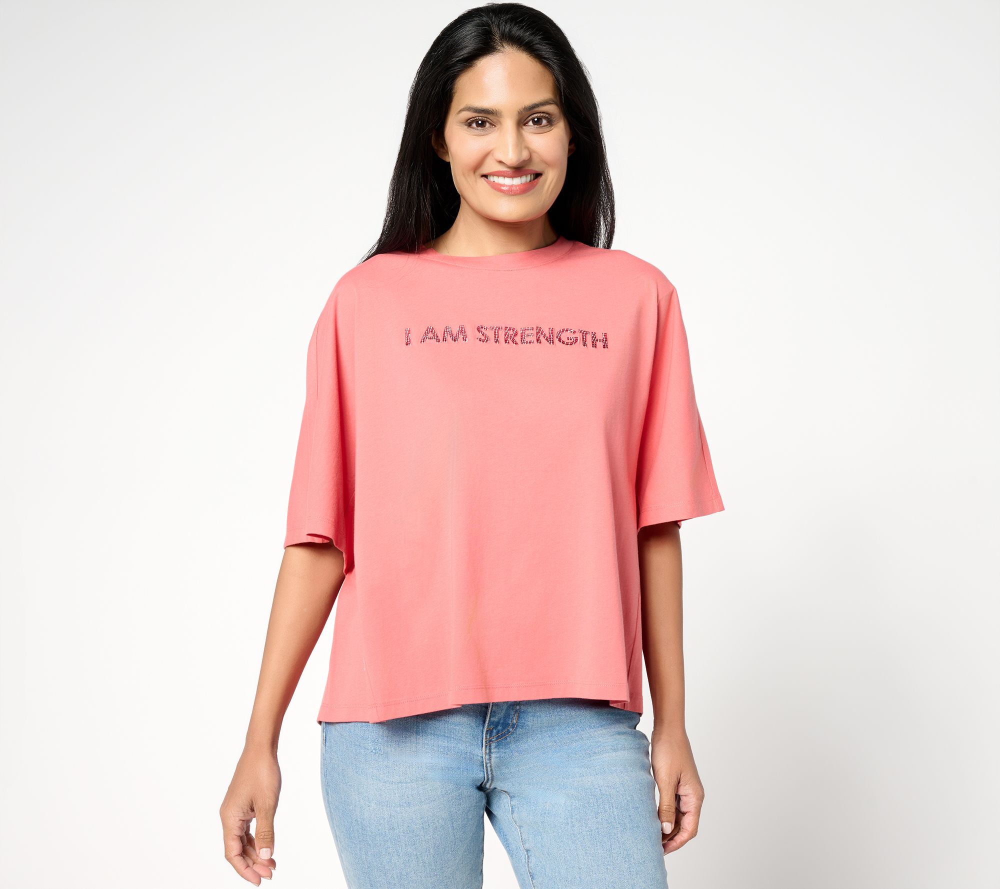 Peace Love World Boheme Sueded Cotton Graphic Tee with Embroidery