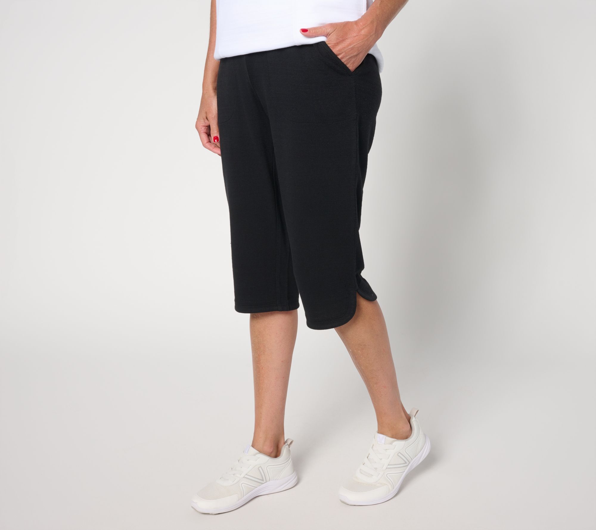 Denim & Co. Active Petite Textured Cotton Skimmer with Curved Hem
