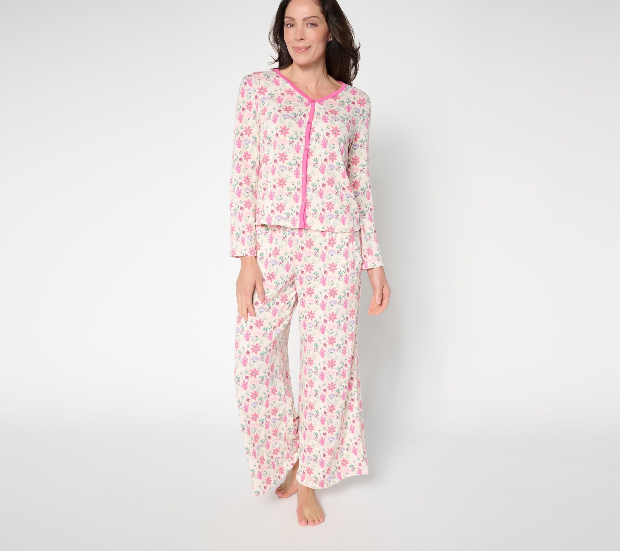 MUK LUKS Sweater Knit Cardigan and Wide Leg Lounge Set