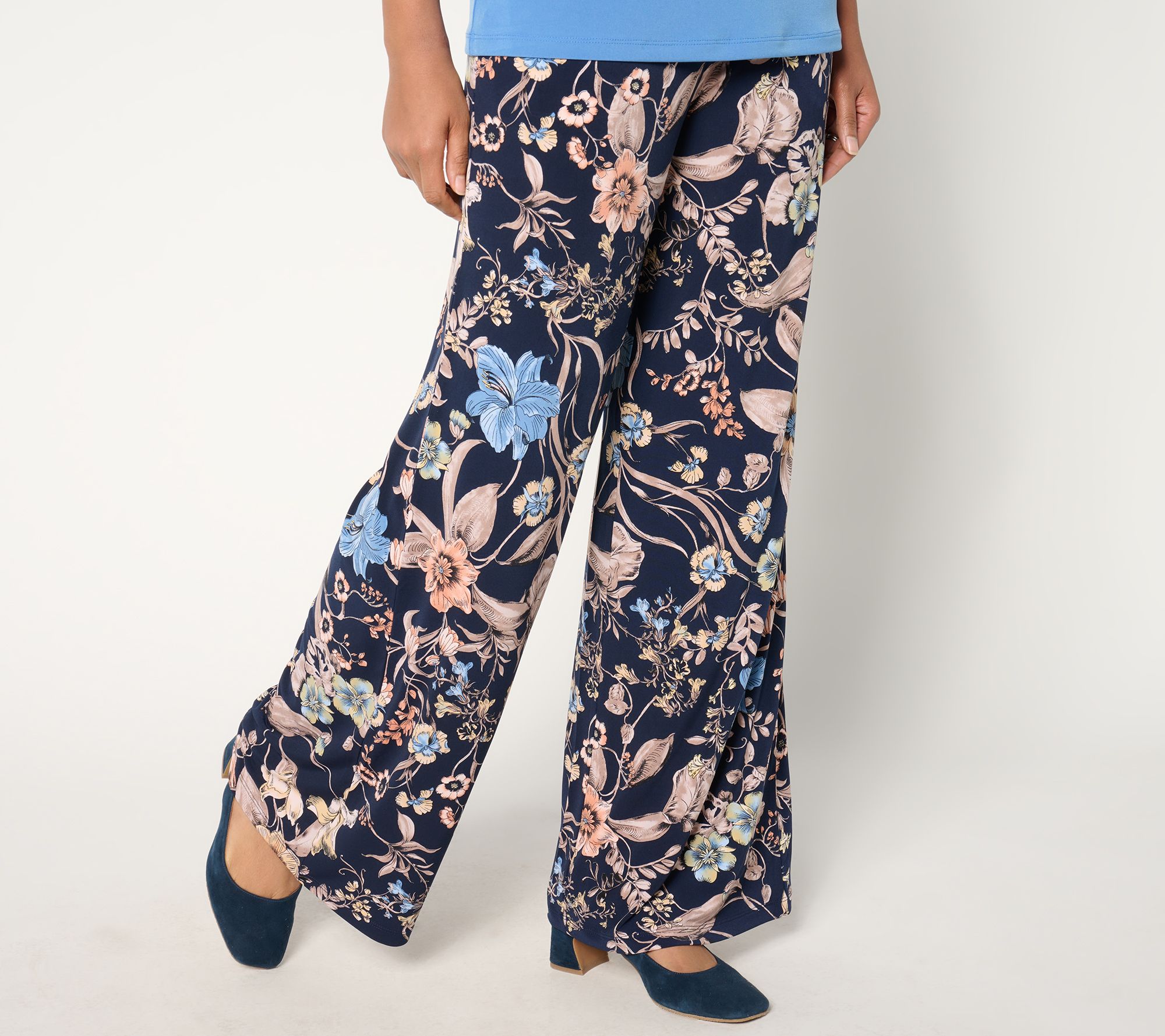 "As Is" Susan Graver Regular Printed Liquid Knit Wide Leg Pants