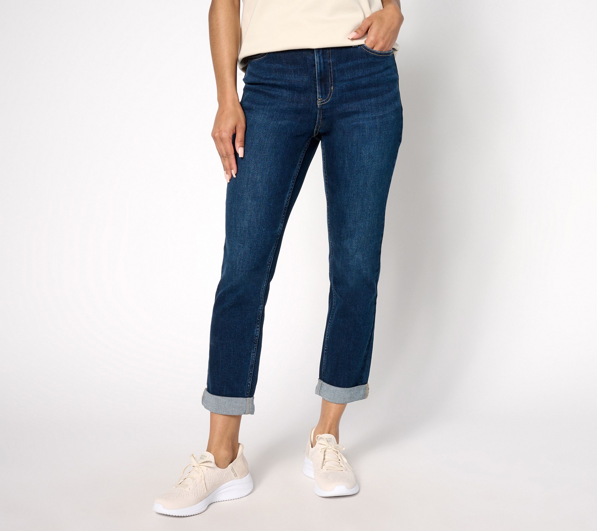 "As Is" Martha Stewart Signature Reg Indigo Rolled Hem Ankle Jeans