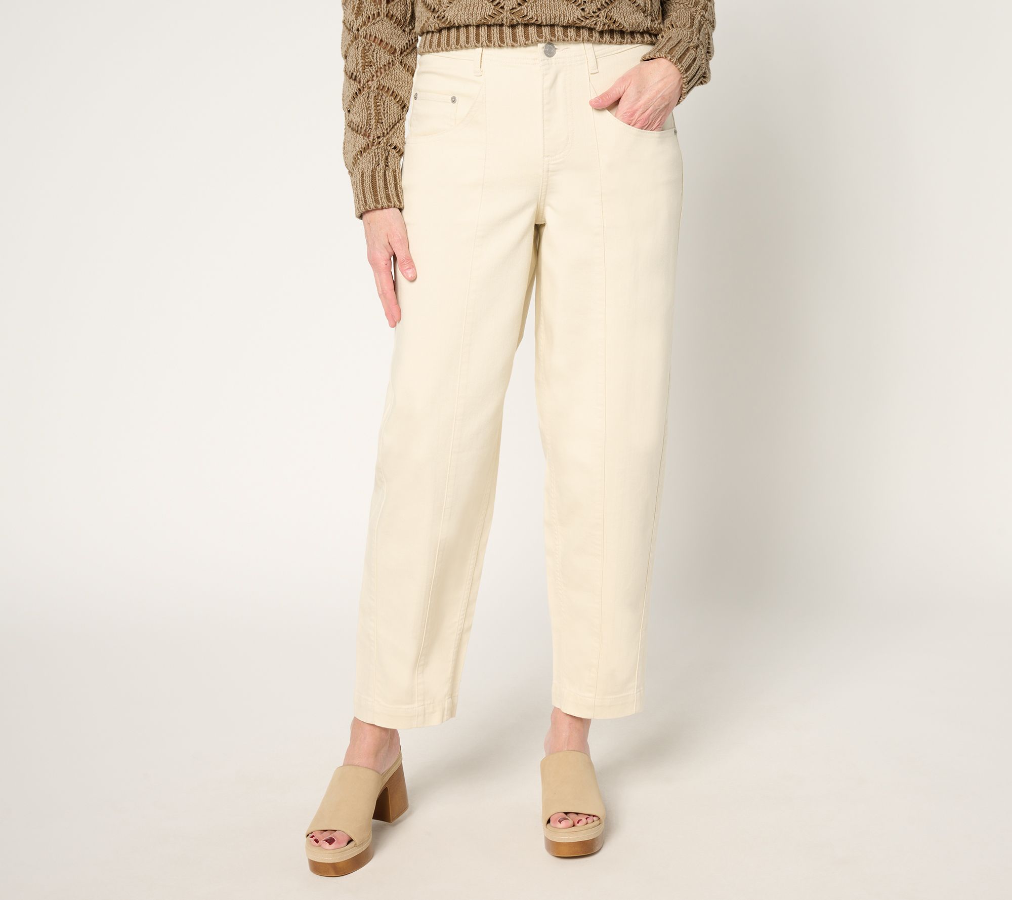 "As Is" LOGO by Lori Goldstein Regular Color Barrel Leg Ankle Jeans