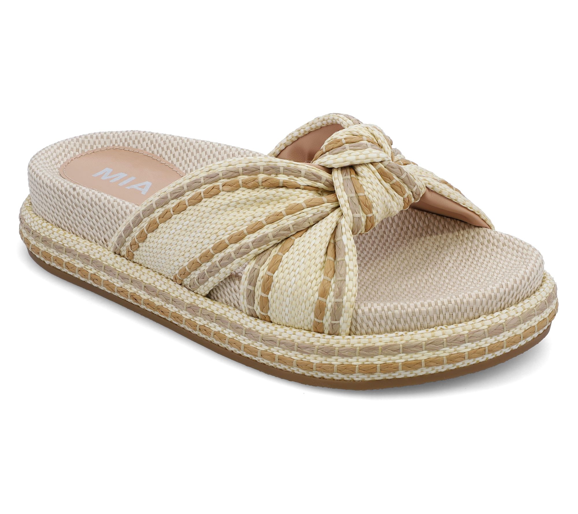 MIA Shoes Raffia Slide Sandals - Giade