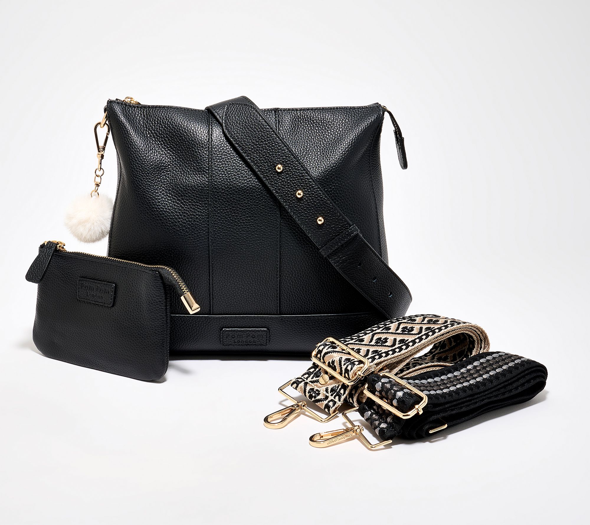 Pom Pom London Westminster Crossbody w/ 2 Straps & RFID Coin Purse