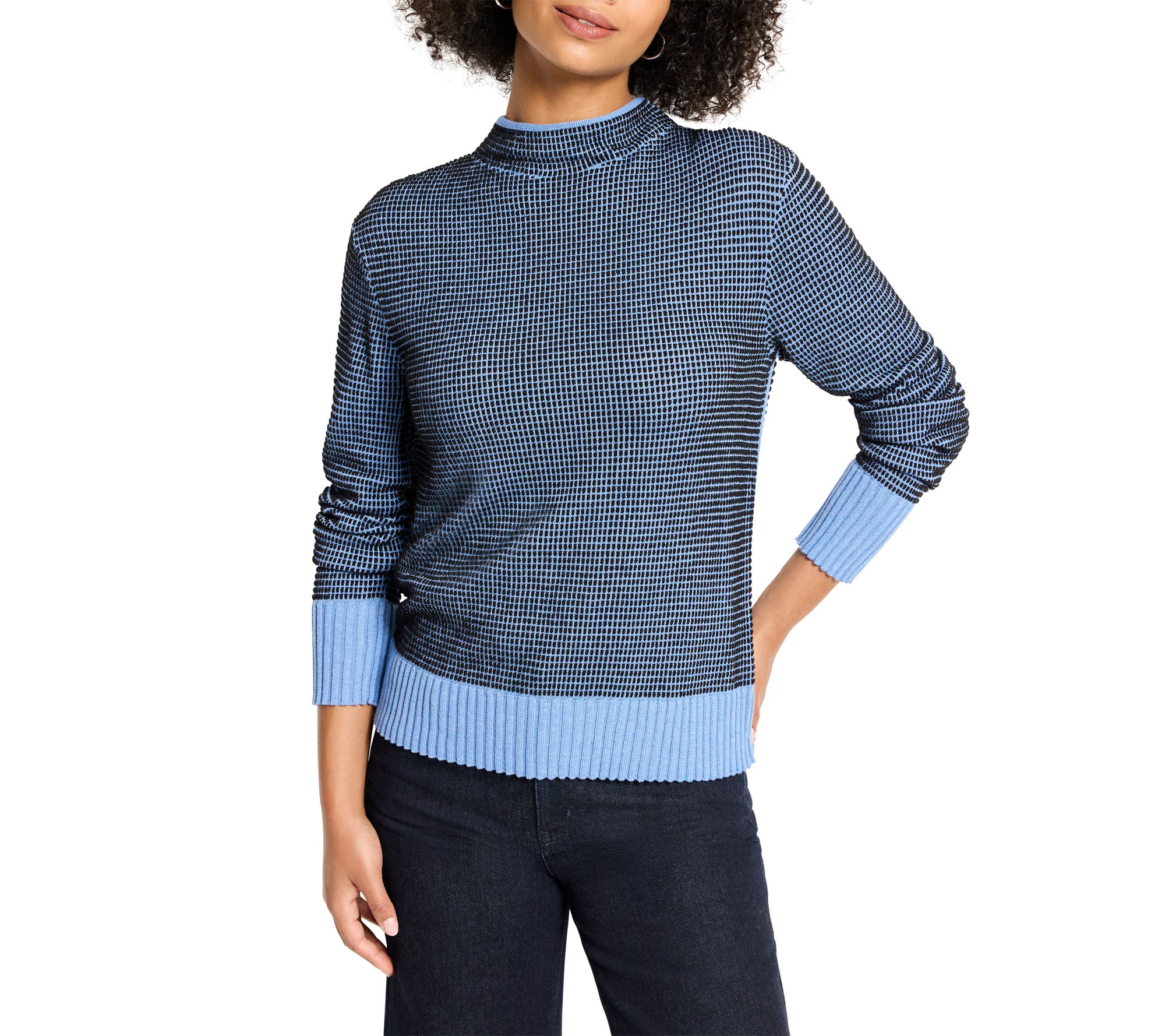 NIC+ZOE Funnel Neck Pixel Knit Sweater