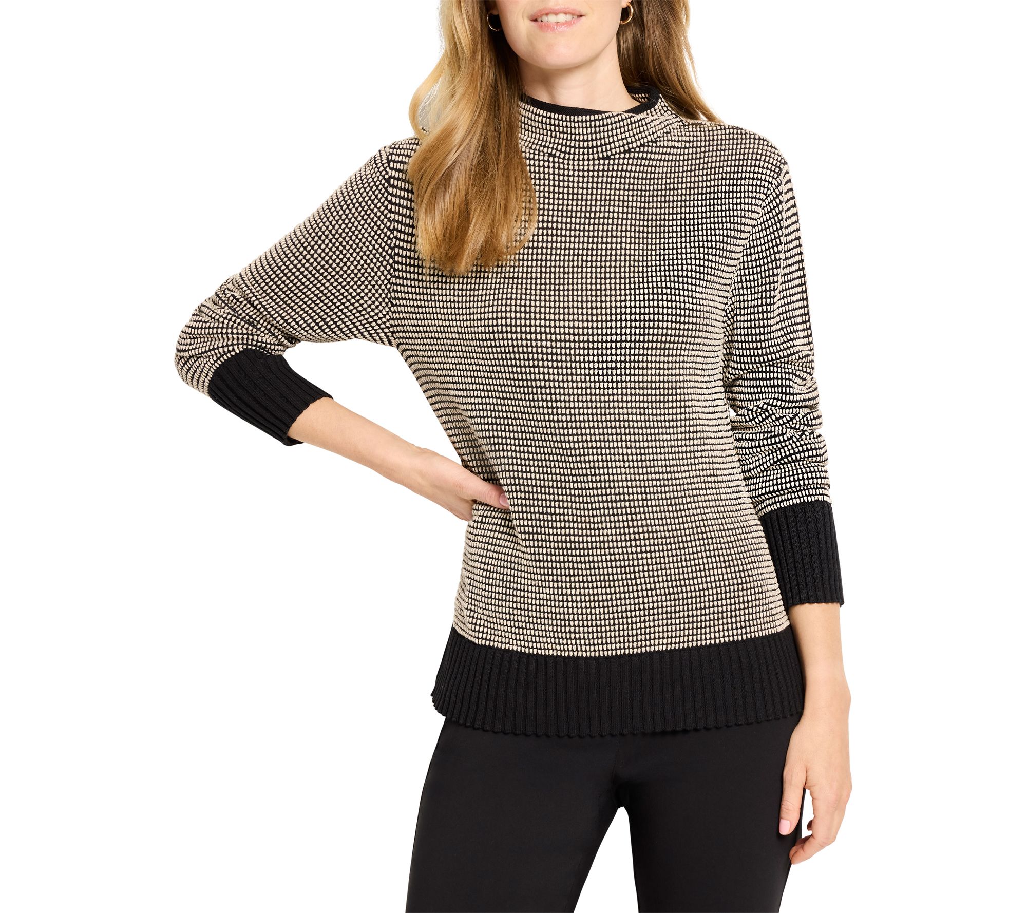 NIC+ZOE Funnel Neck Pixel Knit Sweater
