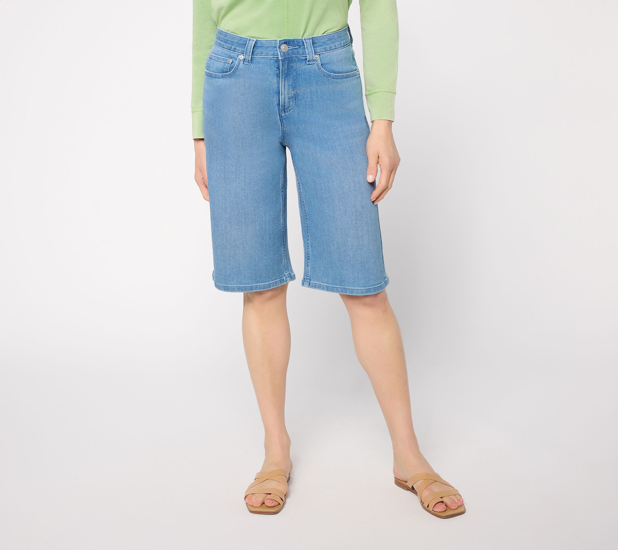 LOGO by Lori Goldstein Regular Indigo Denim Long Shorts