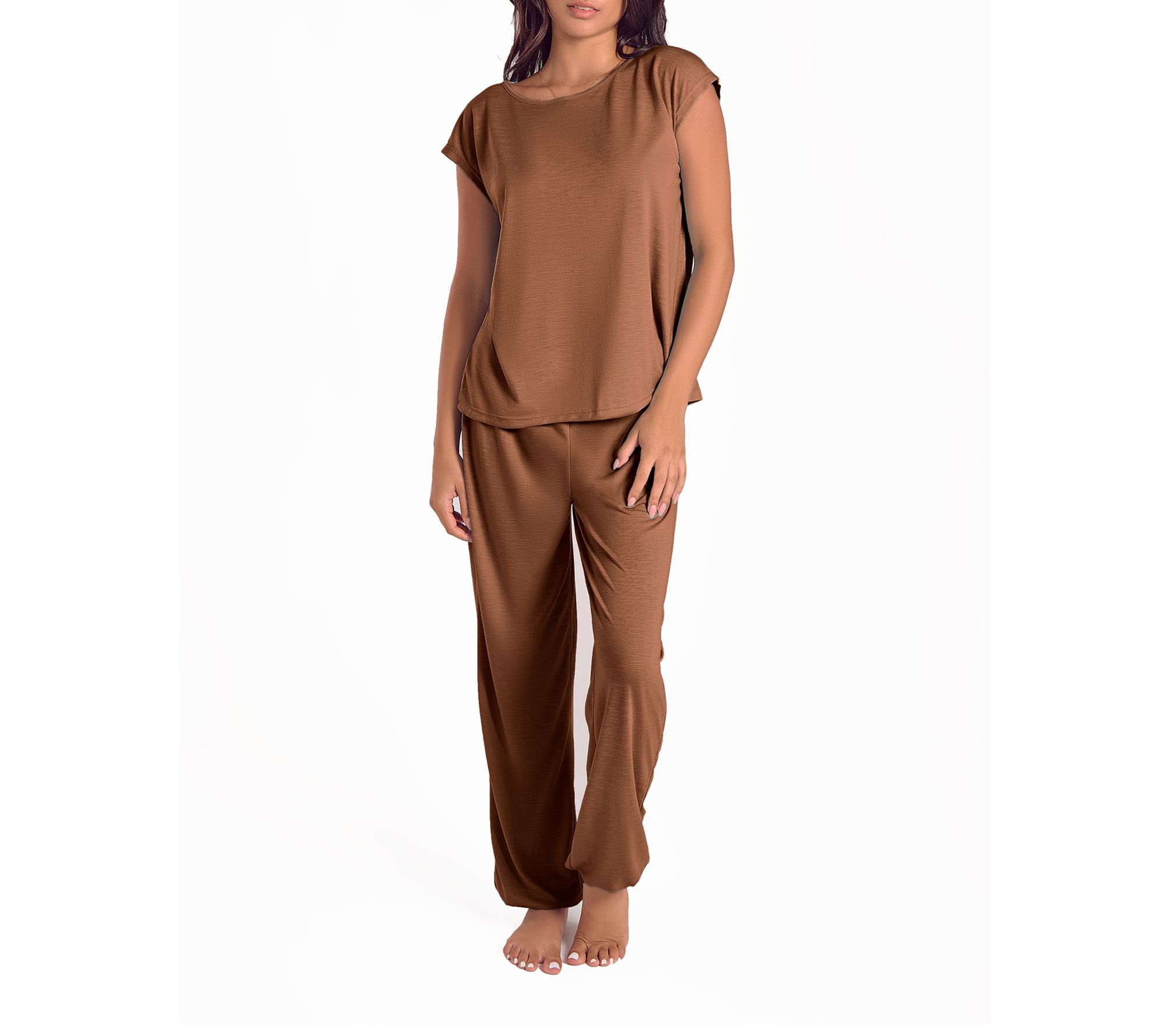 iCollection Soft Knit Top and Jogger PJ Set