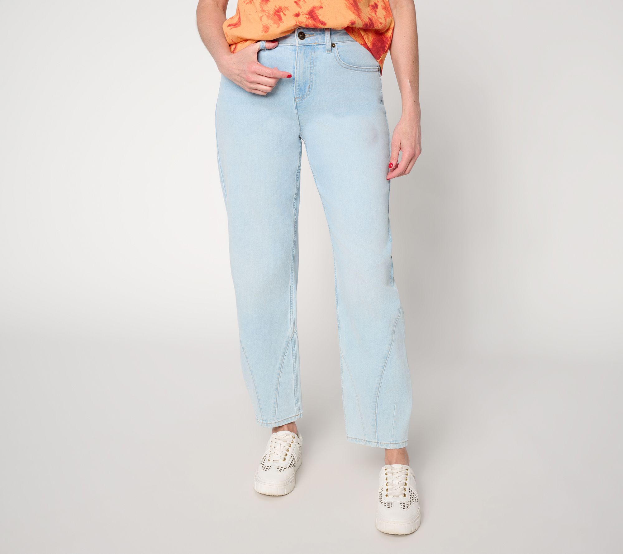 LOGO by Lori Gold Petite Indigo Seamed Ankle Jeans