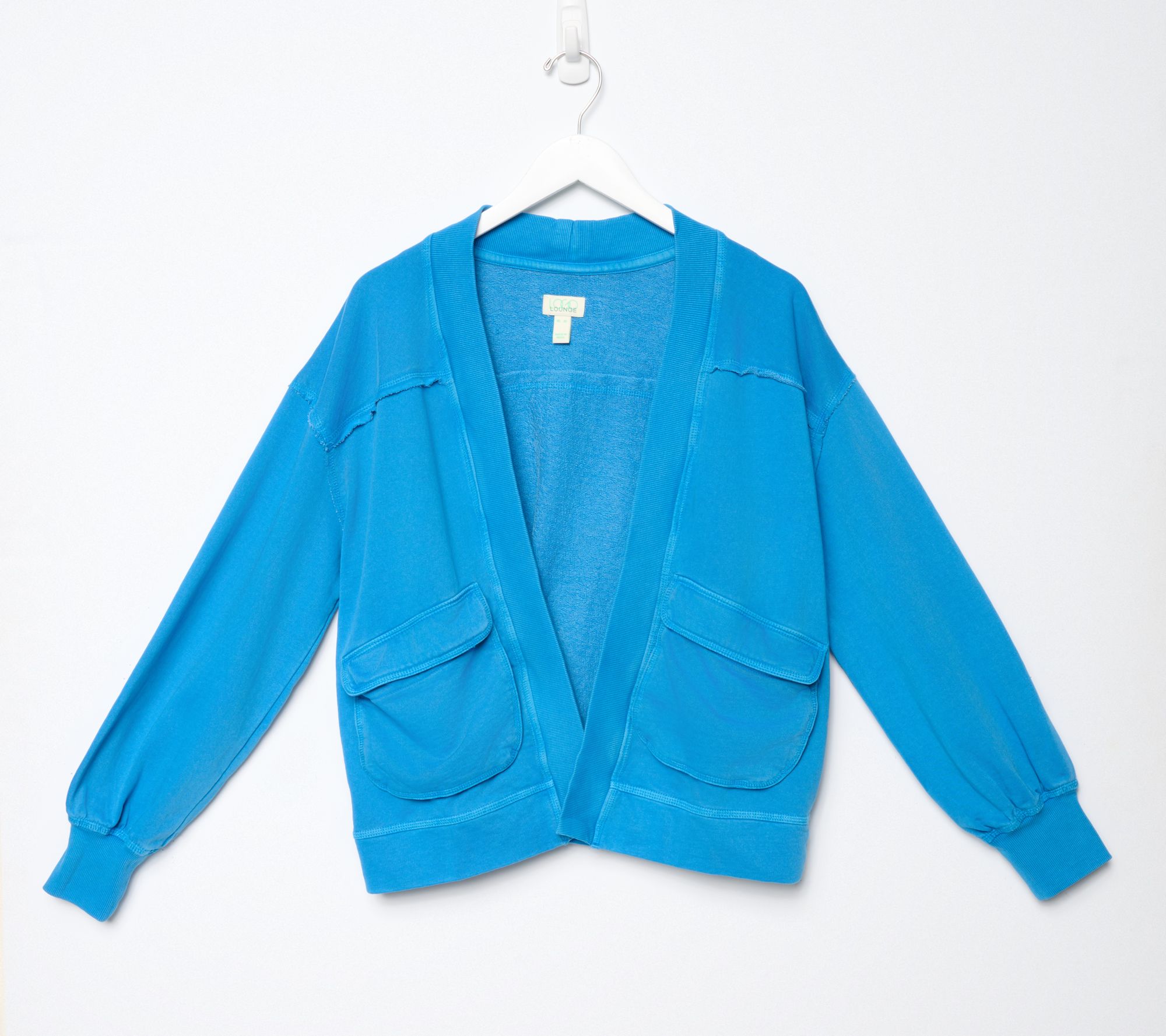 LOGO Lounge by Lori Goldstein Open Front Knit Cardigan with Patch Pockets