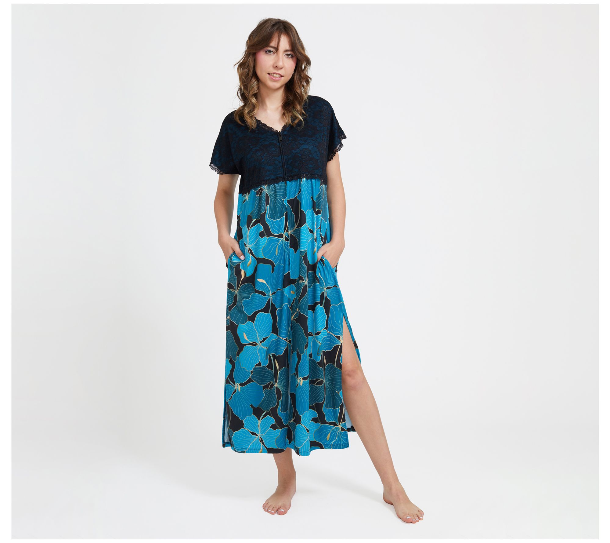 Randy Fenoli Sleepwear Zip Front Caftan
