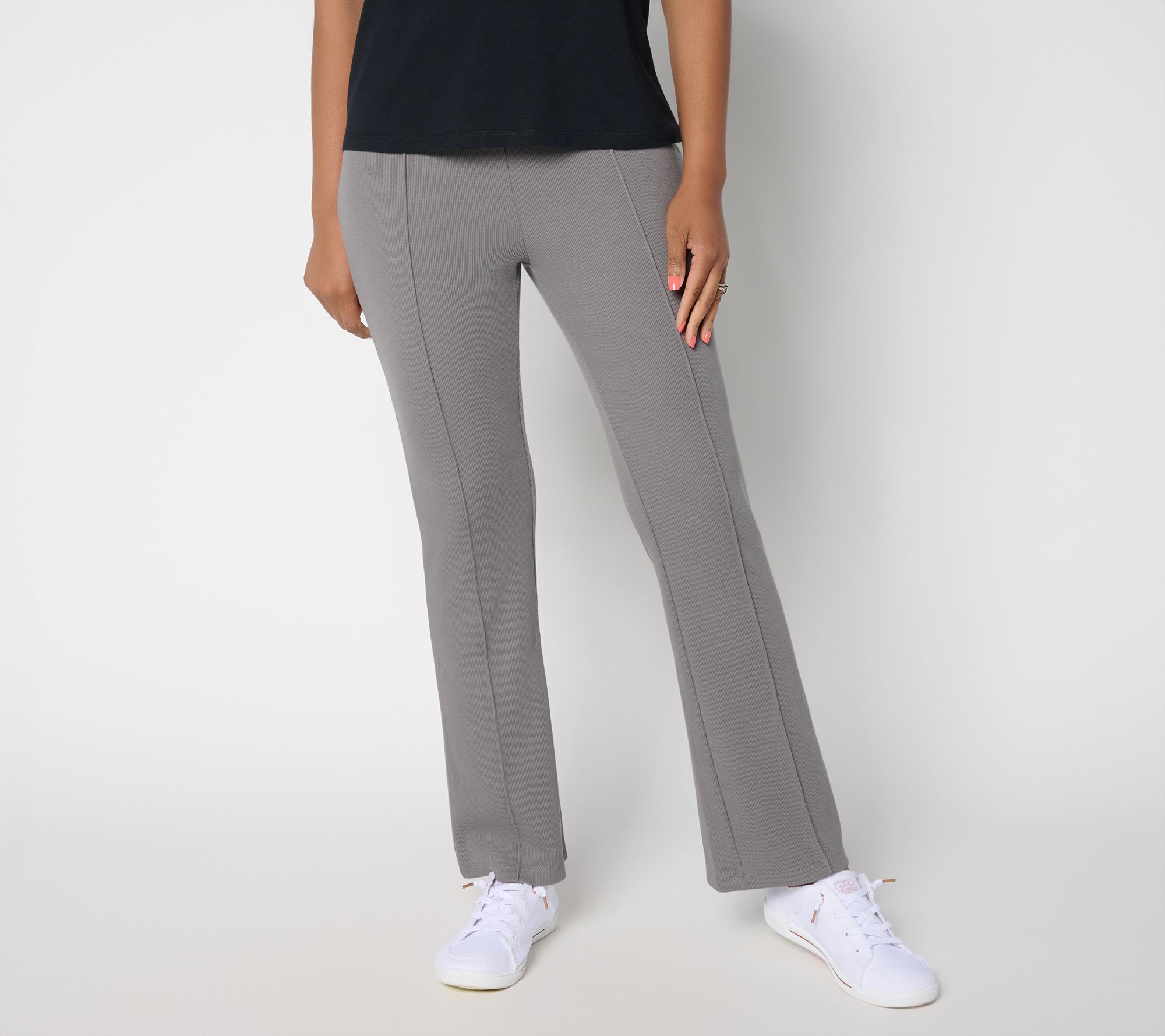 "As Is" LOGO by Lori Goldstein Pet Full Length Knit Rib Flare Pants