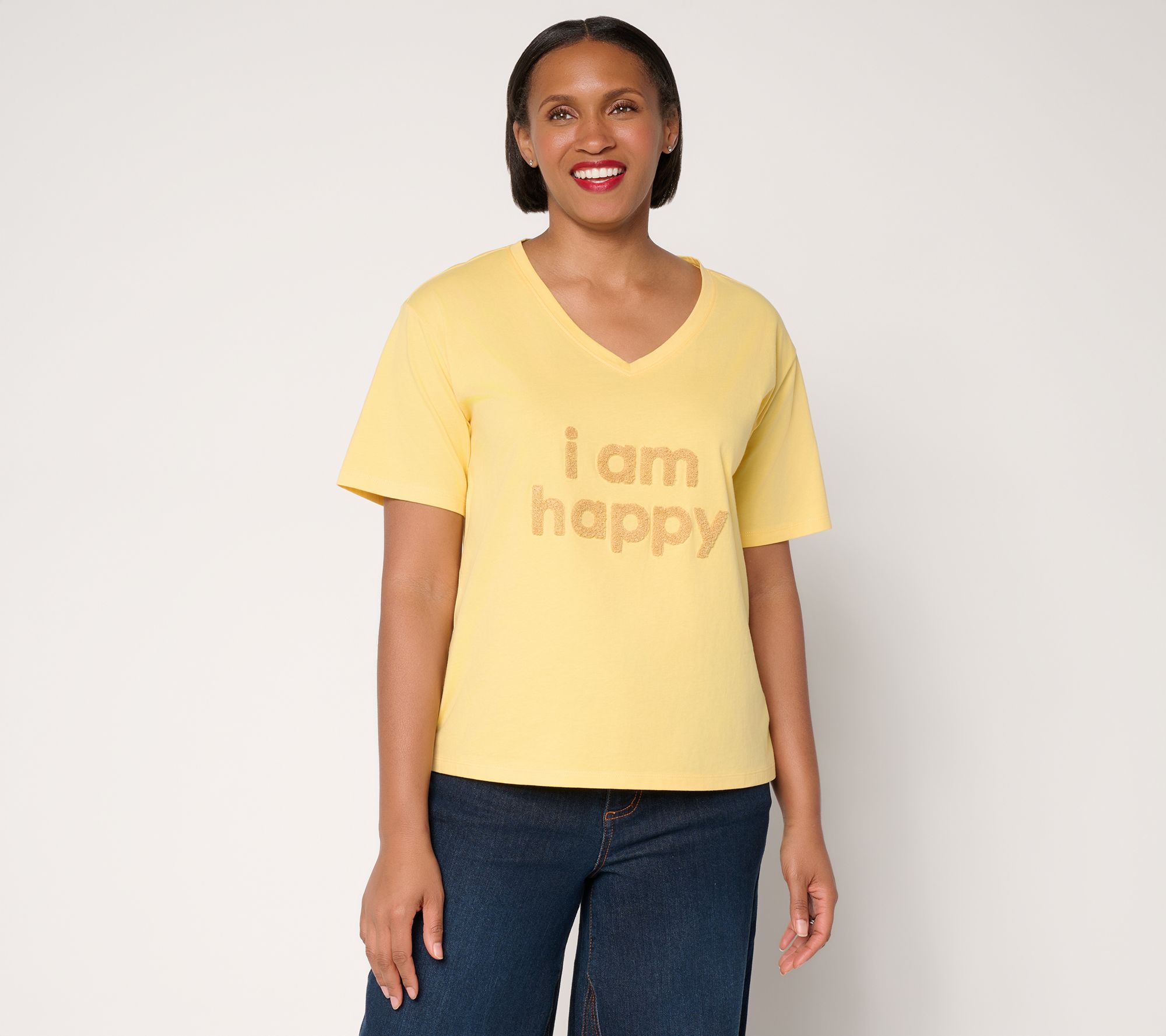 Peace Love World Boheme Mixed Media V-Neck Motif Tee