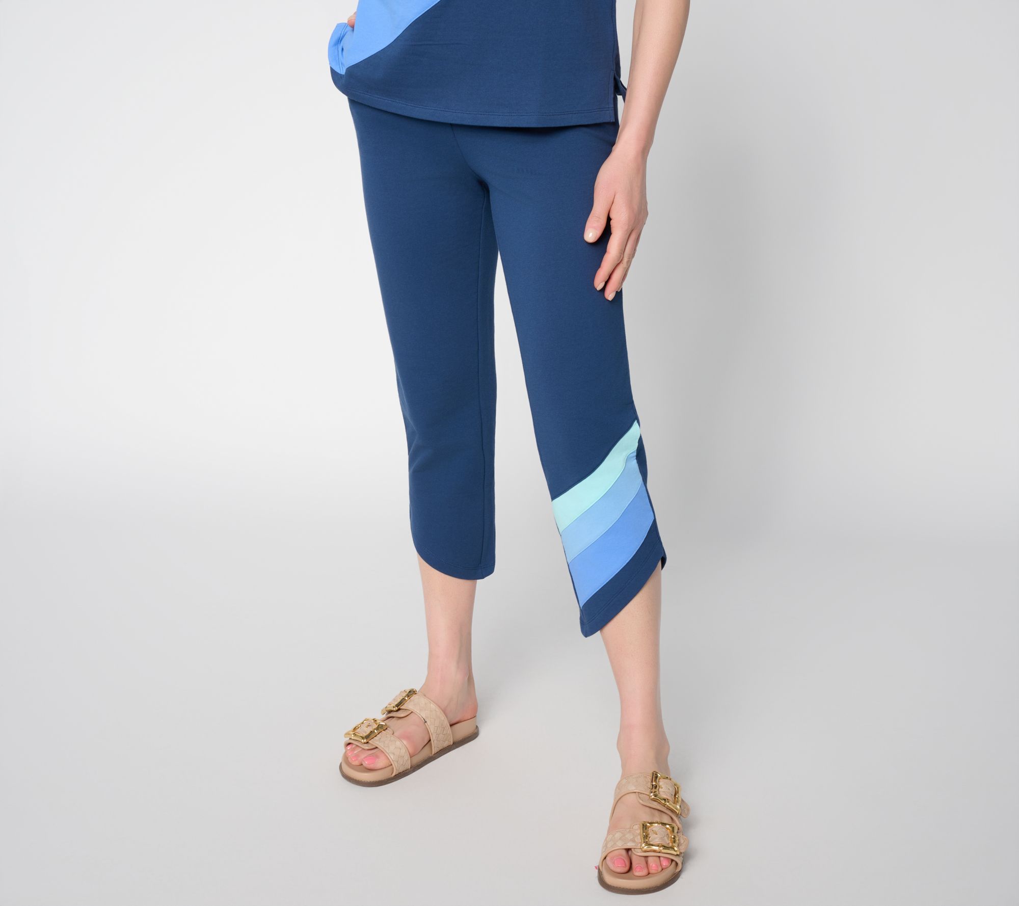 Belle Beach by Kim Gravel Regular French Terry Dolphin Hem Crop Pant