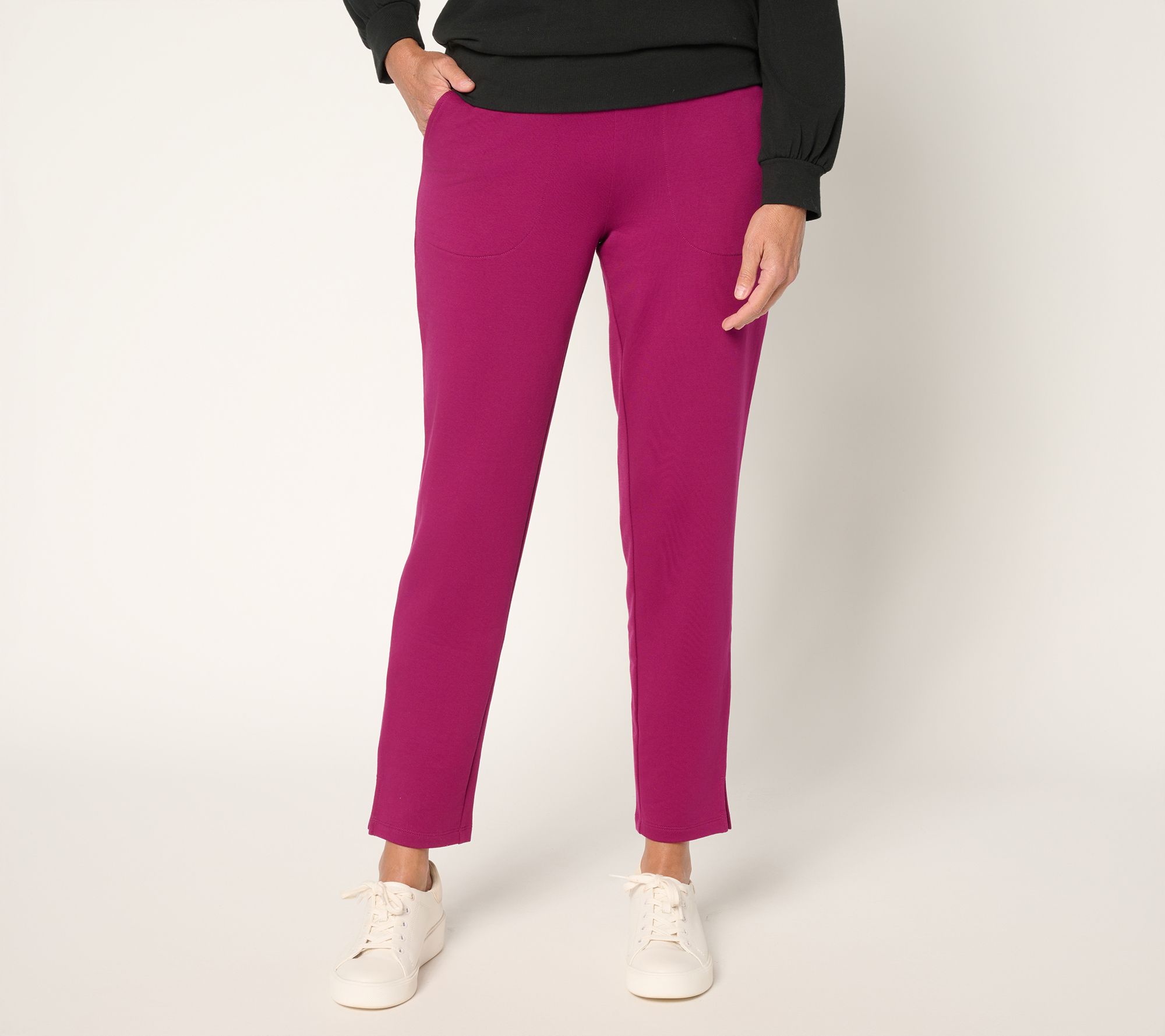 "As Is" Denim & Co. Active Reg Brushed Back French Terry Ankle Pant