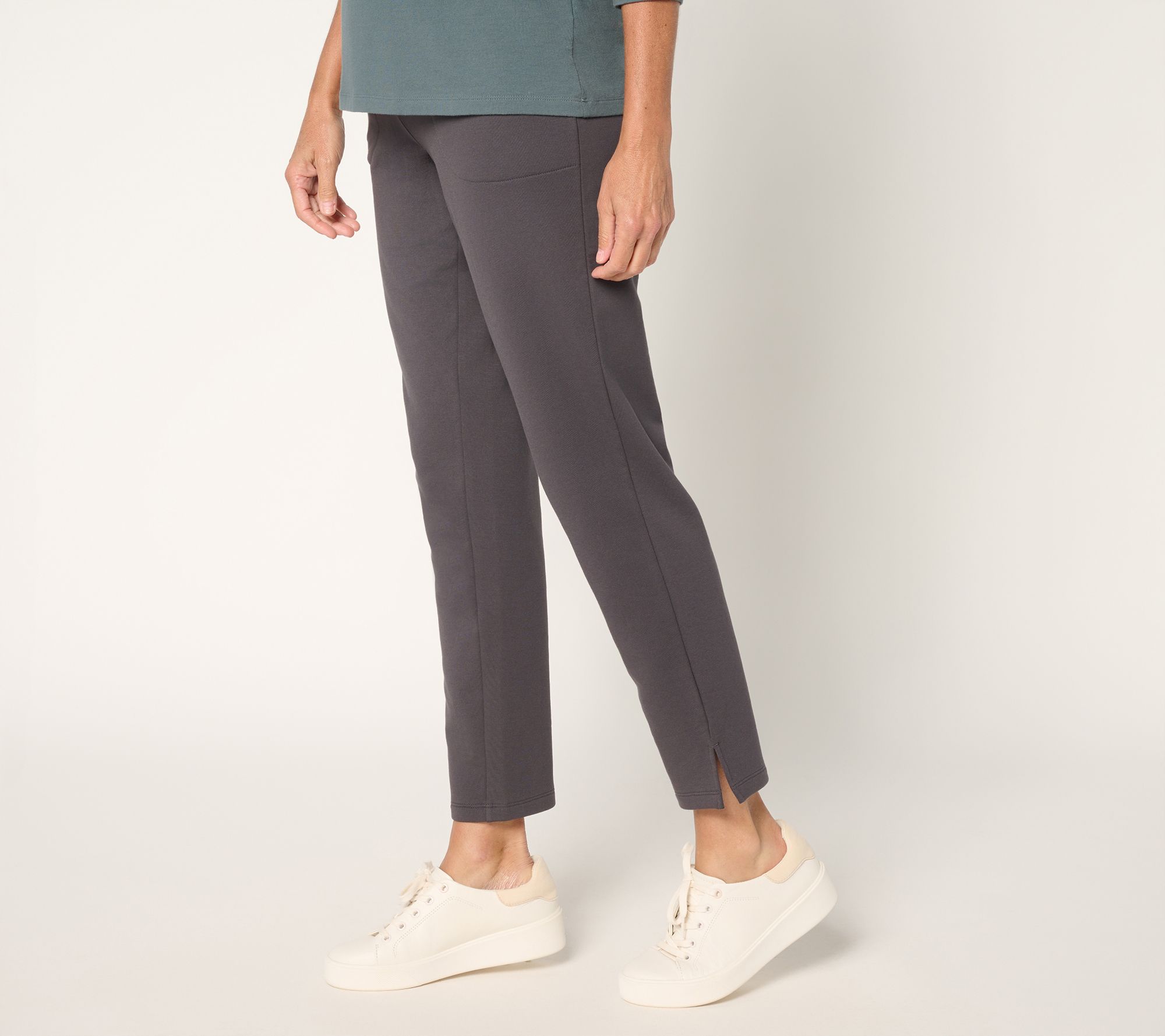 "As Is" Denim & Co. Active Reg Brushed Back French Terry Ankle Pant