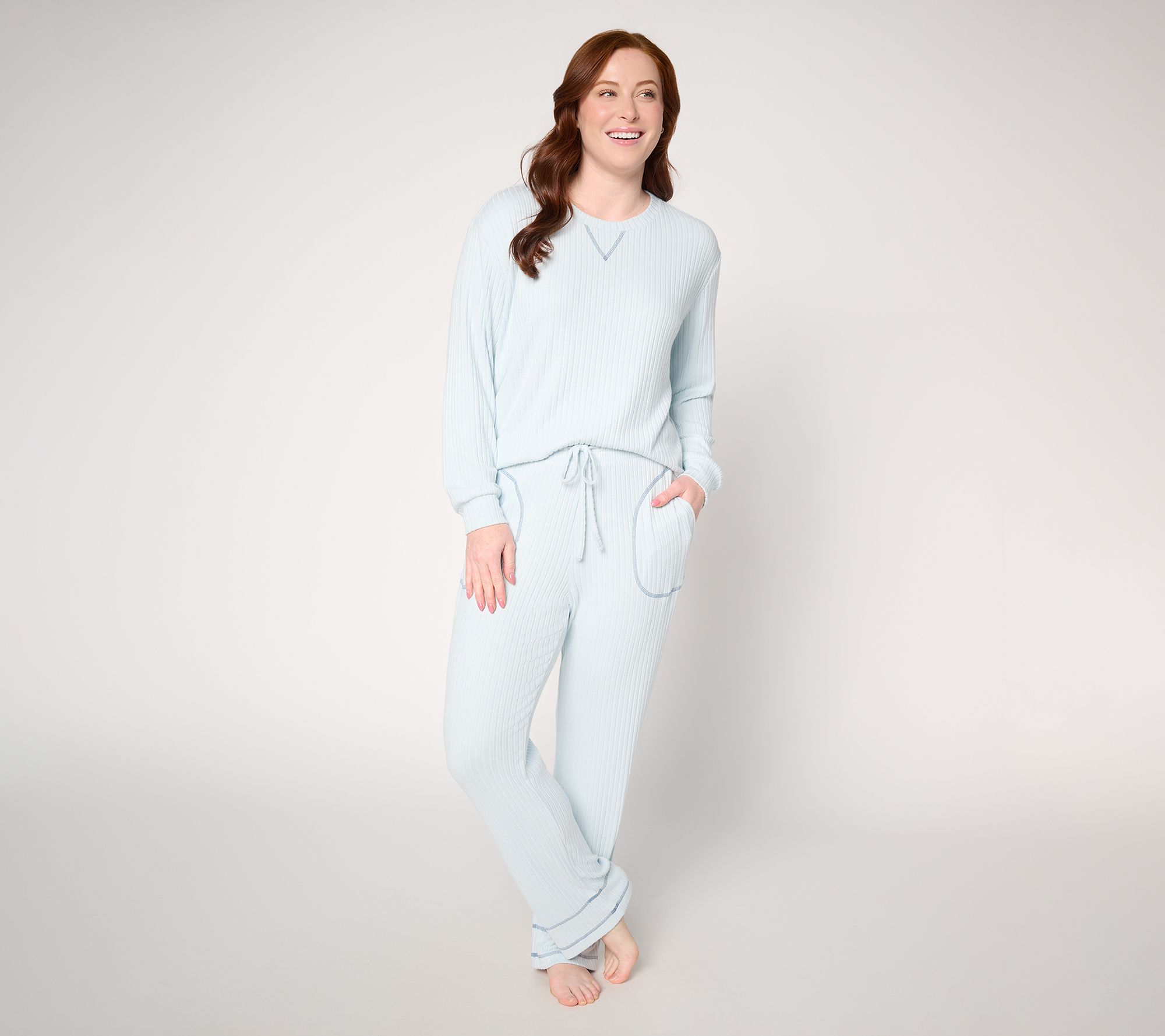 "As Is" Berkshire Homewear Contrast Stitch Pullover & Pant