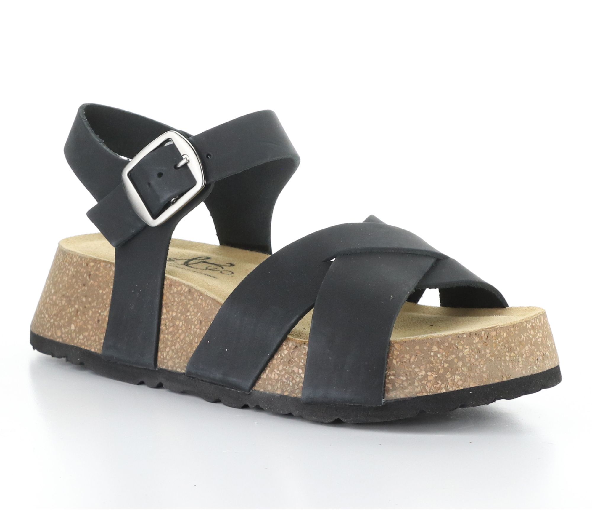 Bos. & Co. Nubuck Leather Platform Sandals - Cielo
