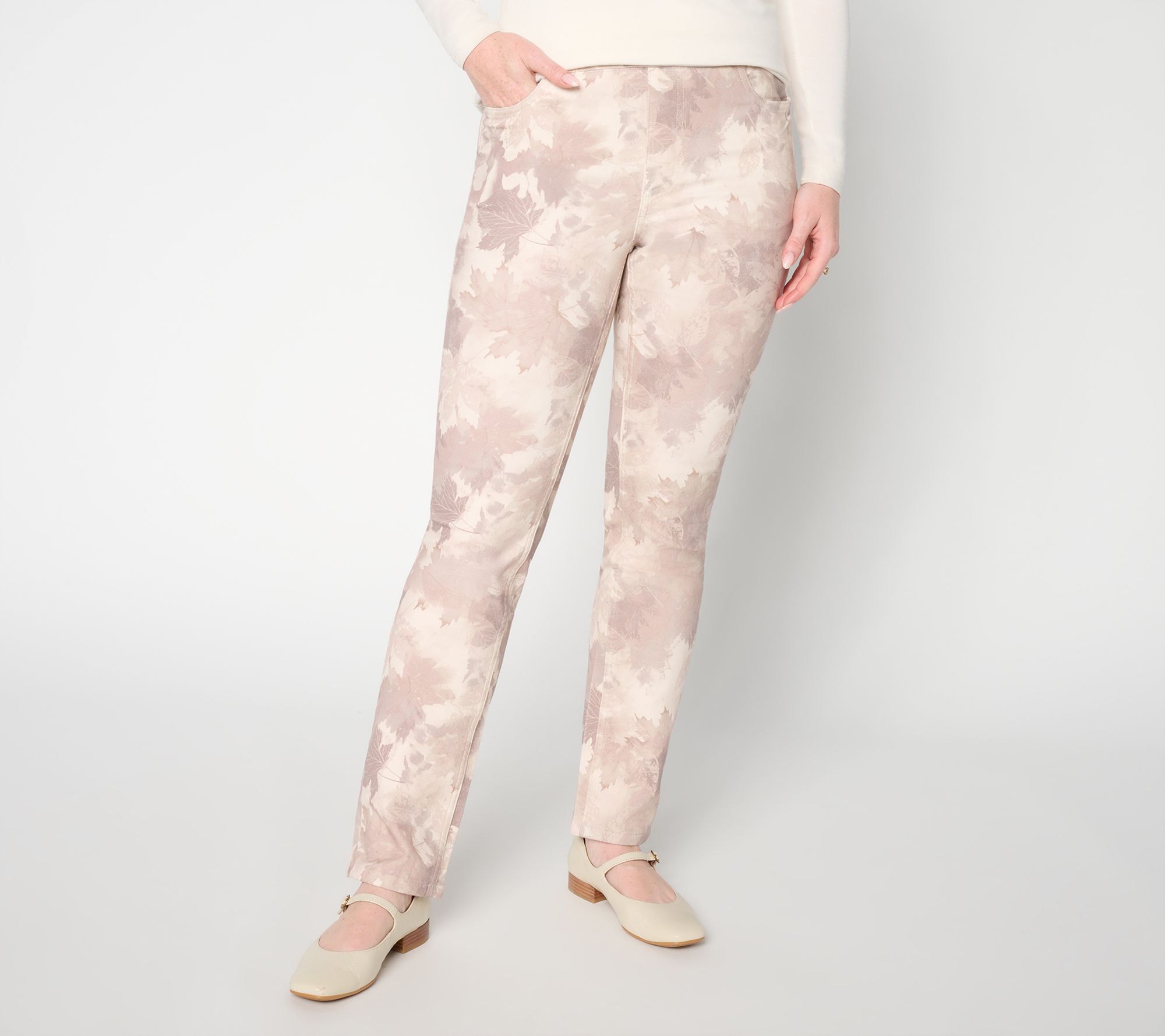 Denim & Co. Regular Heavenly Denim Straight Leg Printed Jeans