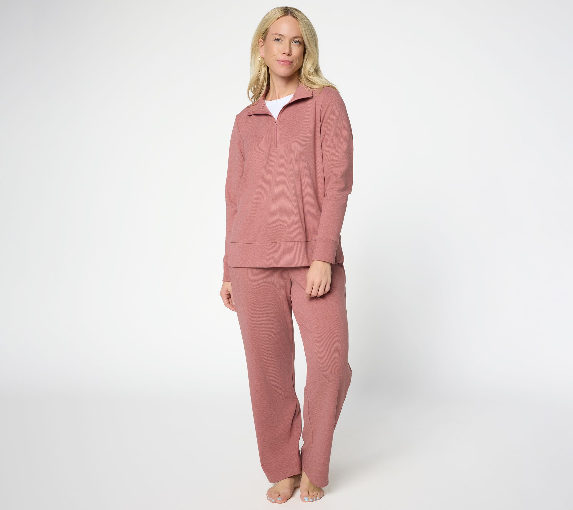  Berkshire Homewear Petite 1/4 Zip & Pant Lounge Set