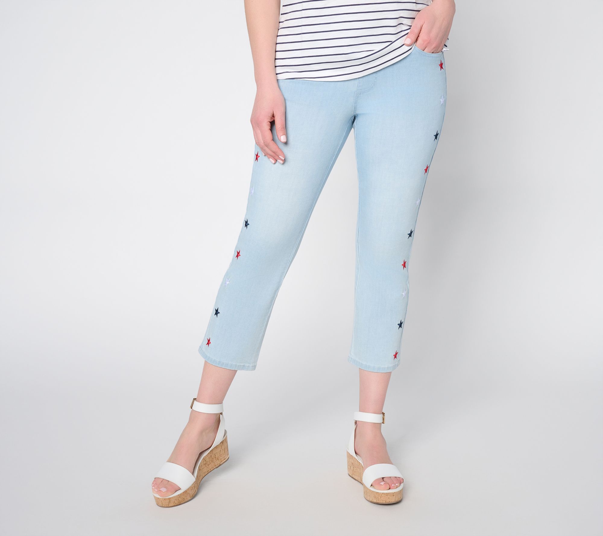 "As Is" Belle by Kim Gravel Reg TripleLuxe Denim Star Cropped Jean