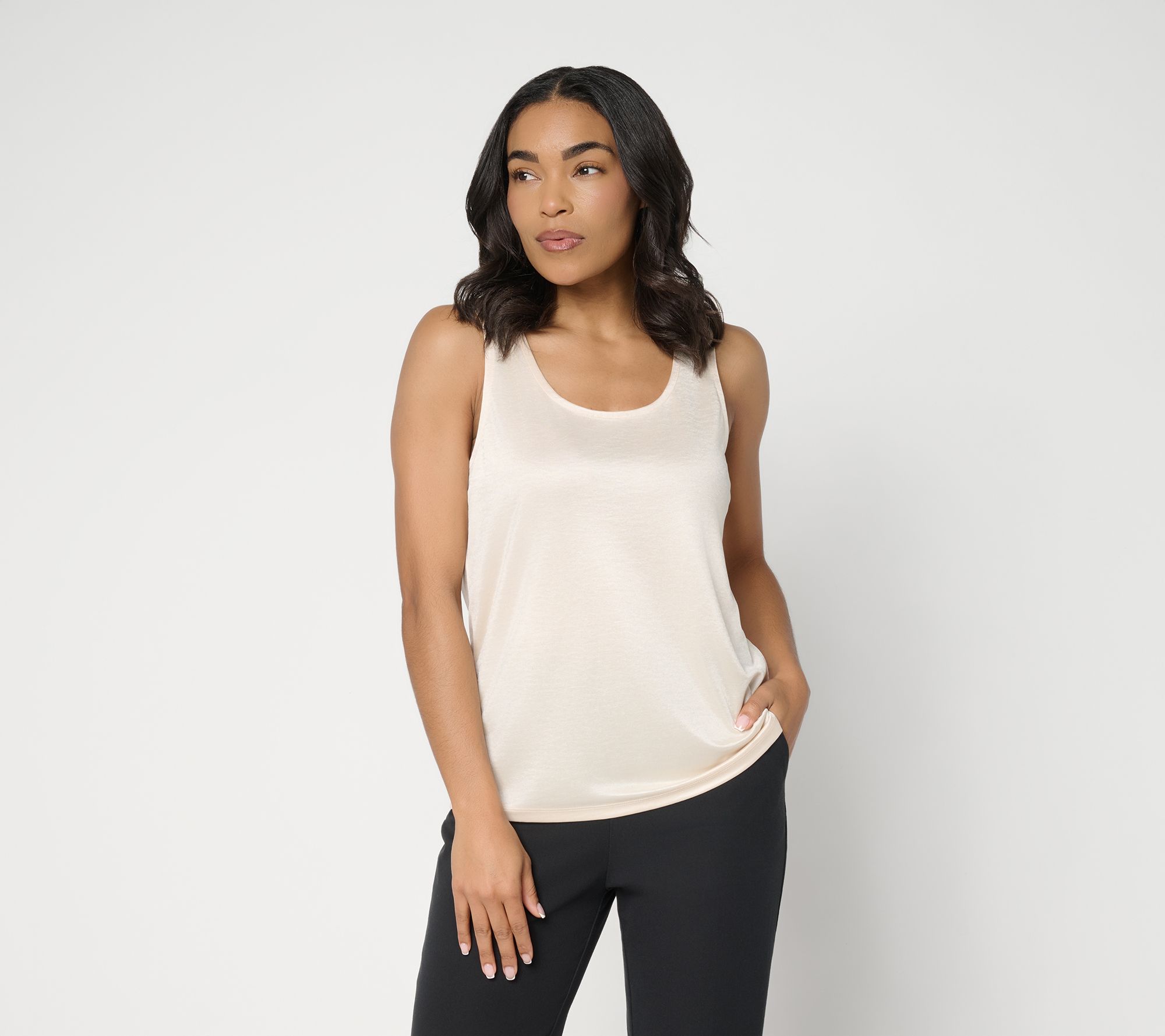 "As Is" BEAUTIFUL by Lawrence Zarian ScoopNeck Satin Knit Tank Top