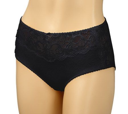 Barely Breezies Embroidered Microfiber and Lace Panty 