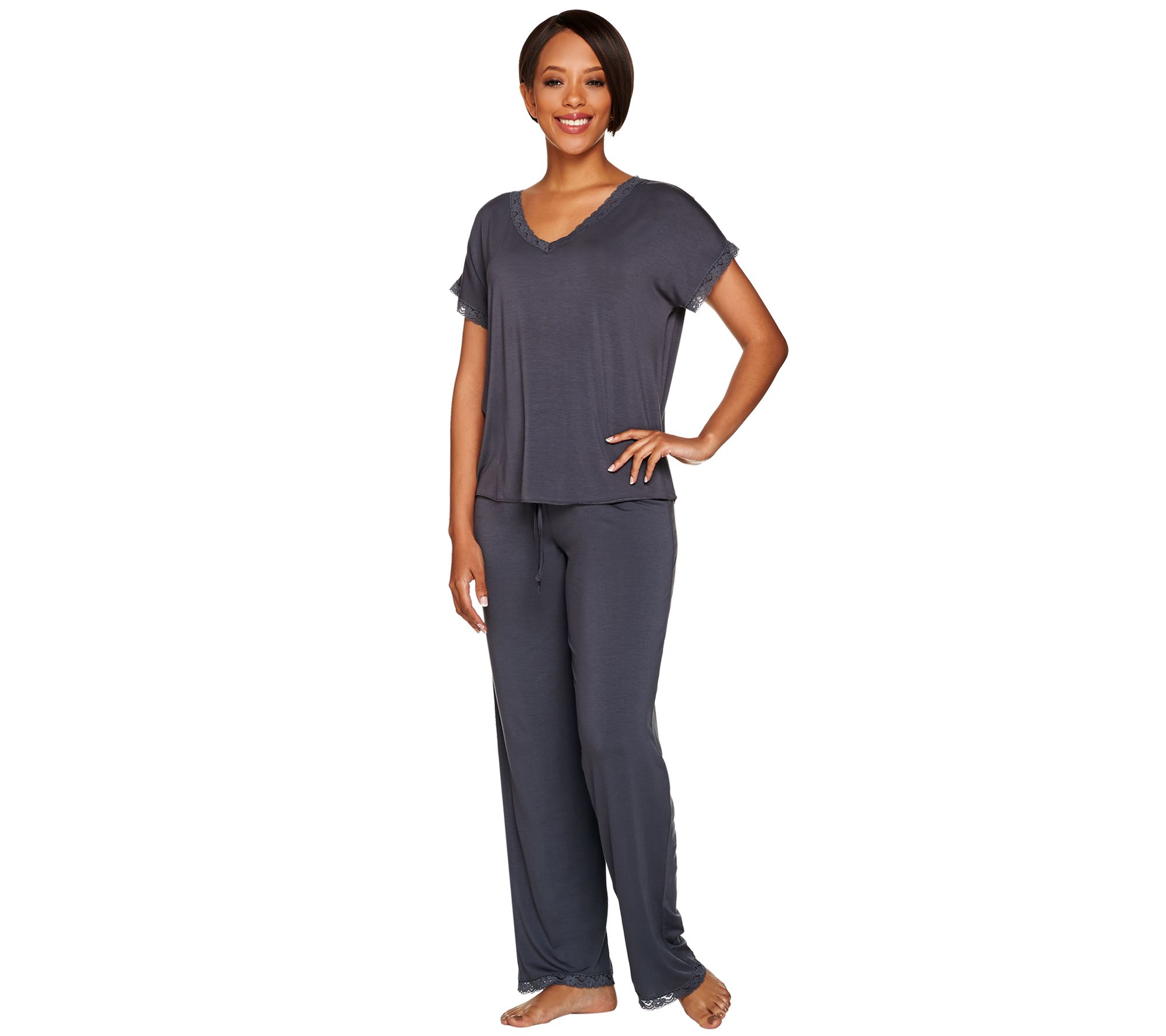 Barefoot Dreams Luxe Milk Jersey Short Sleeve V-Neck Pajama Set - Page ...