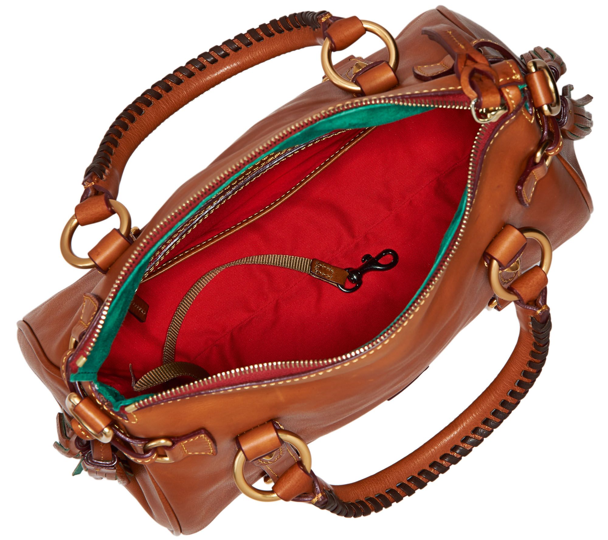 Dooney Bourke Burgundy Strawberry FLORENTINE Vachetta Leather Buckle  Satchel Bag