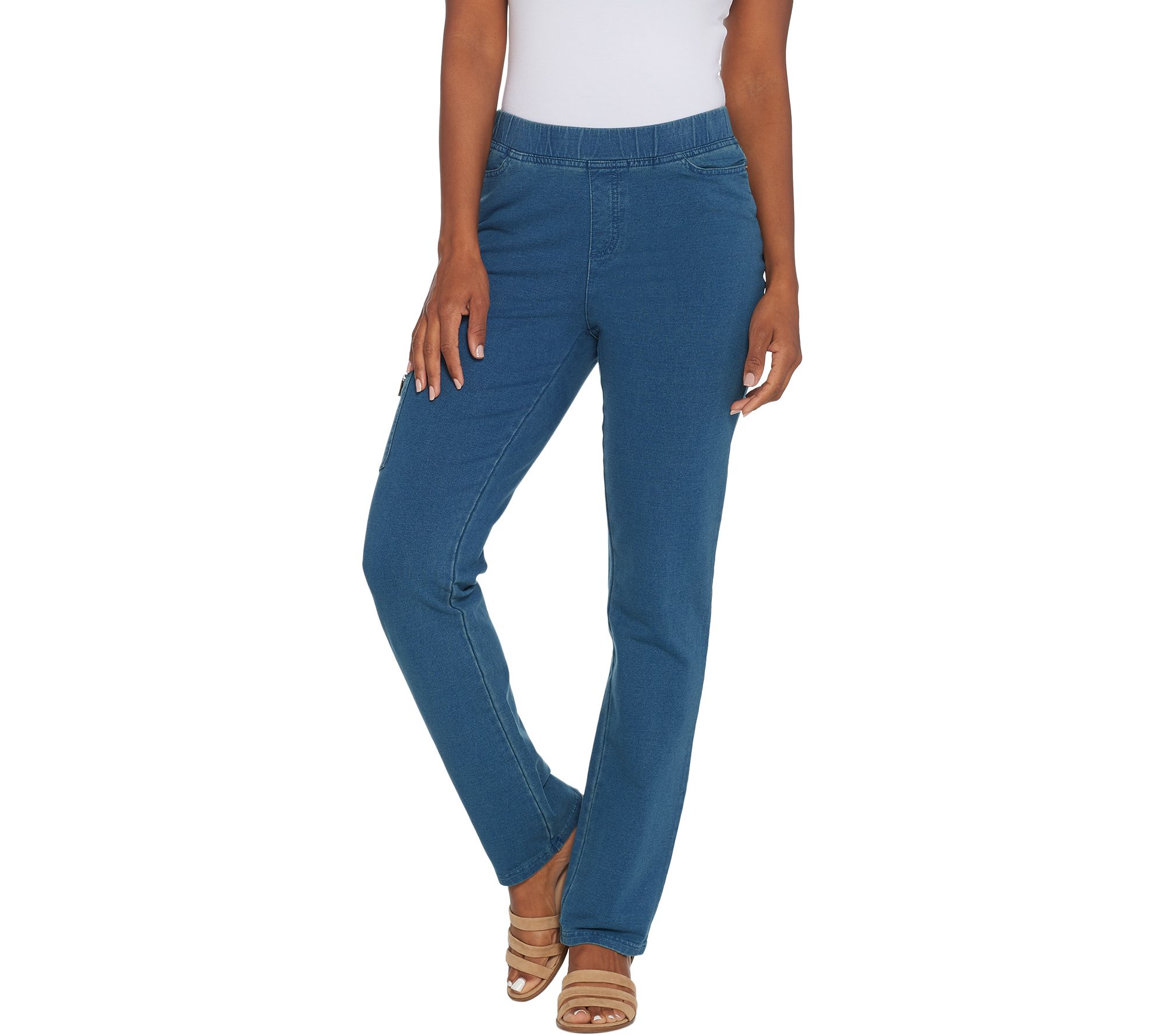 RealSize Women's 4 Pocket Stretch Pull On Bootcut Jeans, Sizes S-XXL,  Available in Petite 