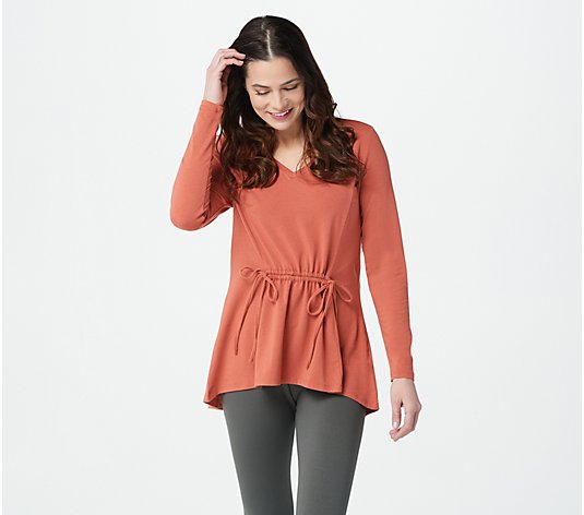 "As Is" AnyBody Cozy Knit High-Low Top with Drawcord Detail