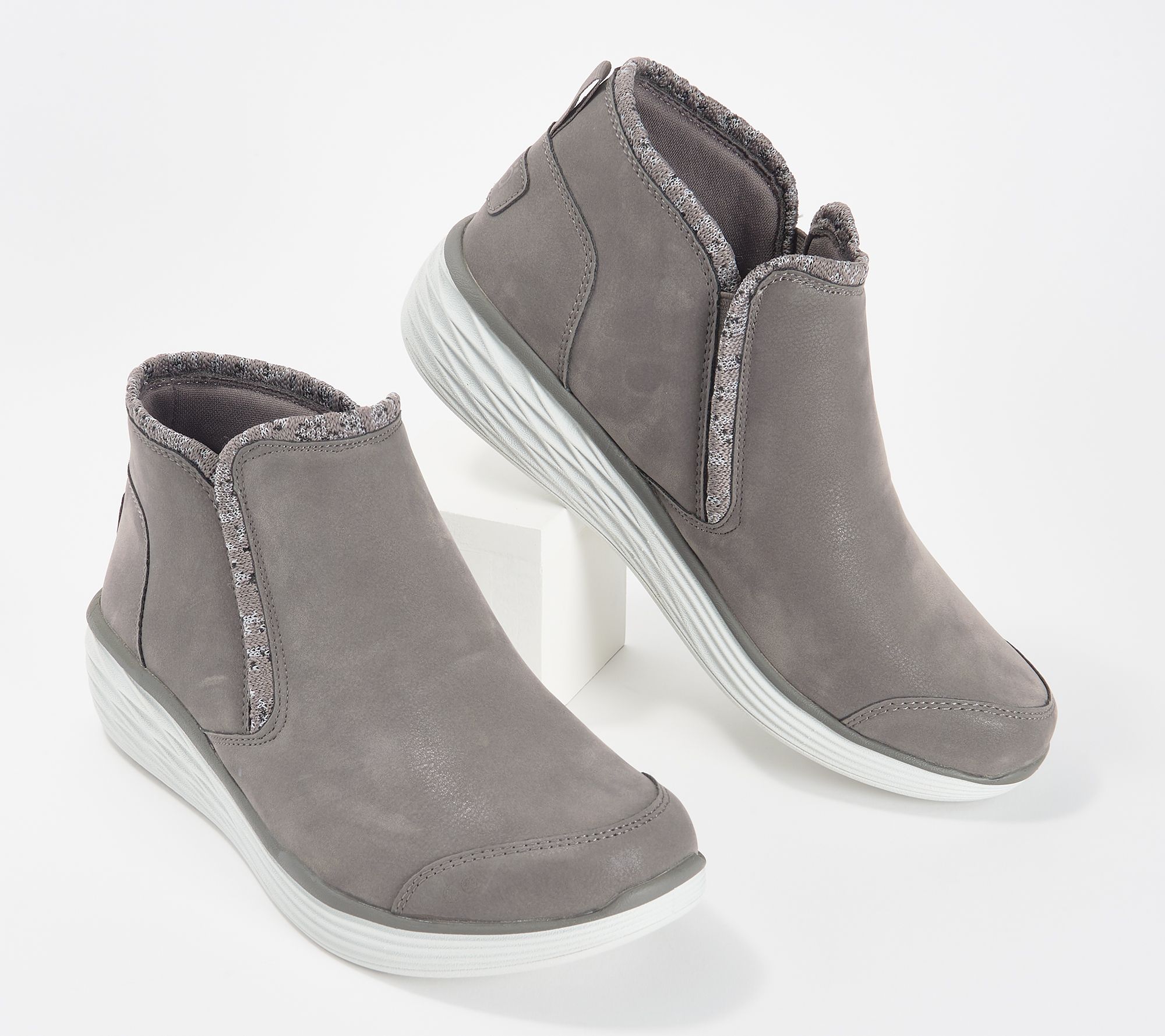 "As Is" Ryka Knit Trim Wedge Ankle Boots - Namaste Knit