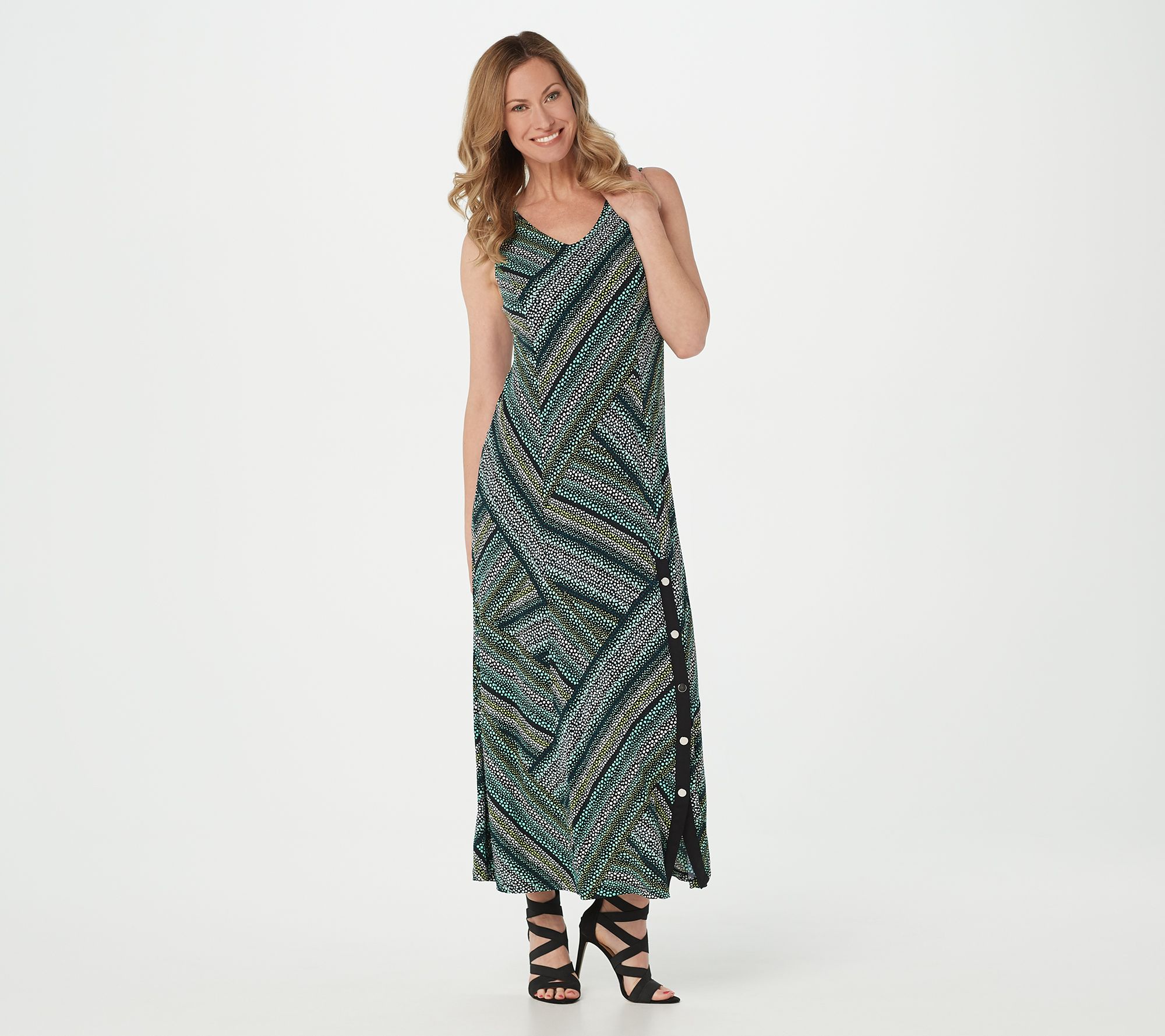 "As Is" Susan Graver Solid or Printed Liquid Knit Maxi Dress