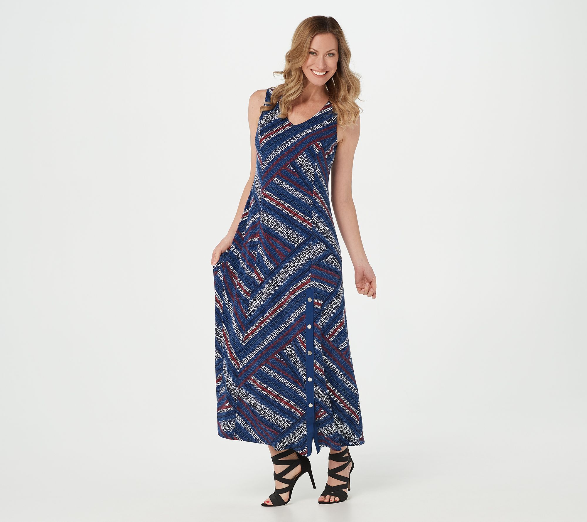 "As Is" Susan Graver Solid or Printed Liquid Knit Maxi Dress
