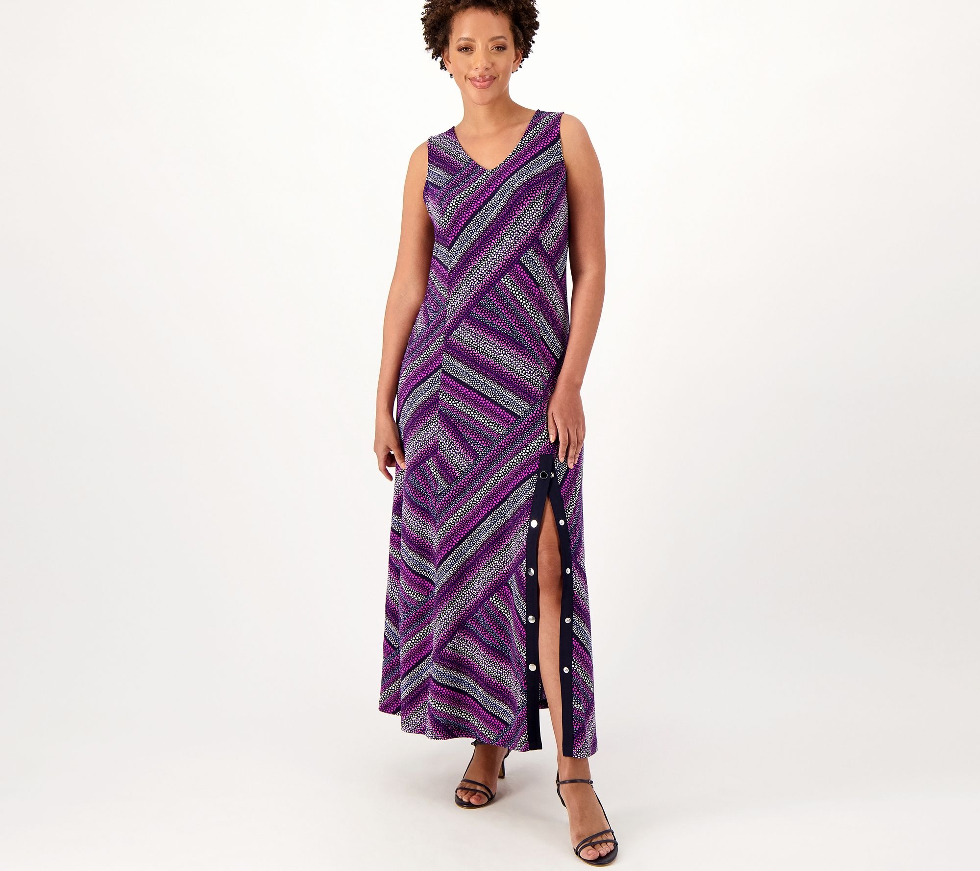 "As Is" Susan Graver Solid or Printed Liquid Knit Maxi Dress