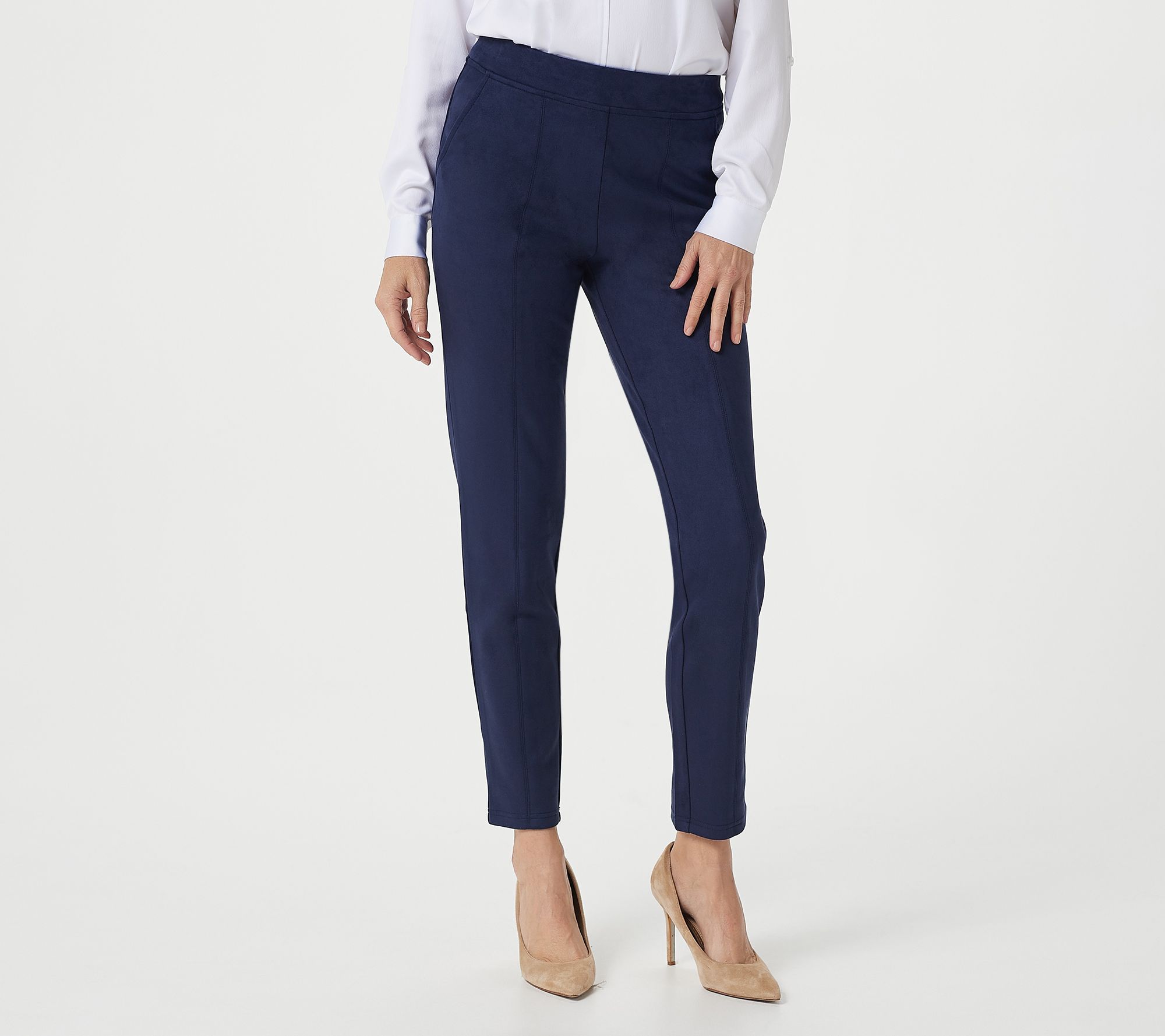 Linea by Louis Dell'Olio Regular Faux Suede Pull-On Pants - QVC.com