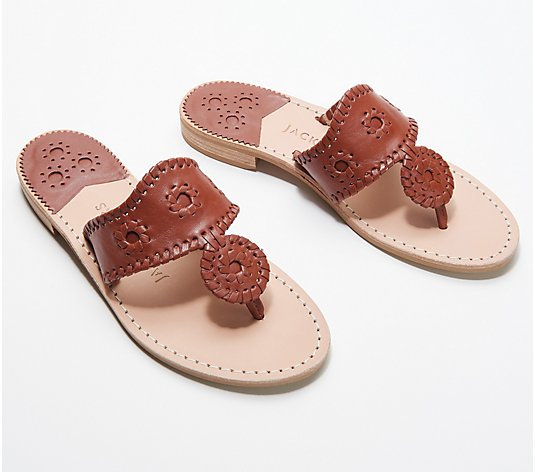 Jack Rogers Classic Leather Jacks Flat Thong Sandals