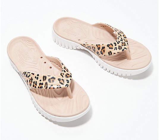 Skechers GOwalk Smart Washable Leopard Thong Sandals - Purr-fect