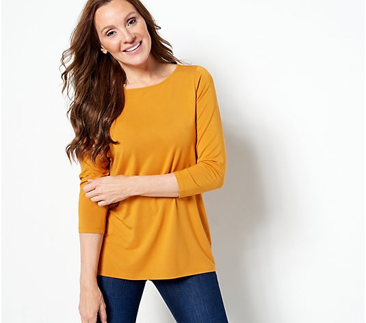 Susan Graver Weekend Essentials Cool Touch Knit 3/4-Sleeve Top