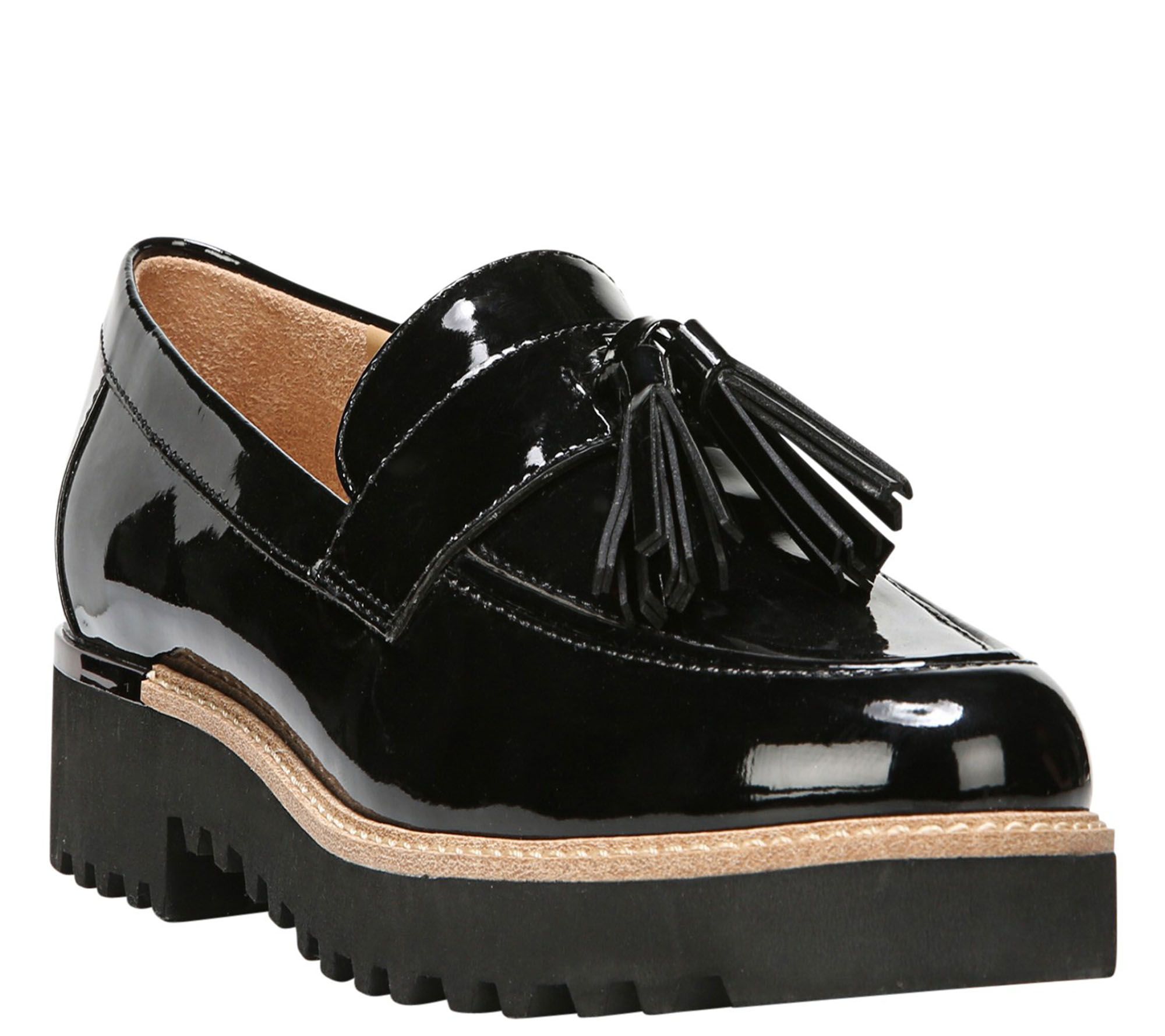 franco sarto black patent leather loafers