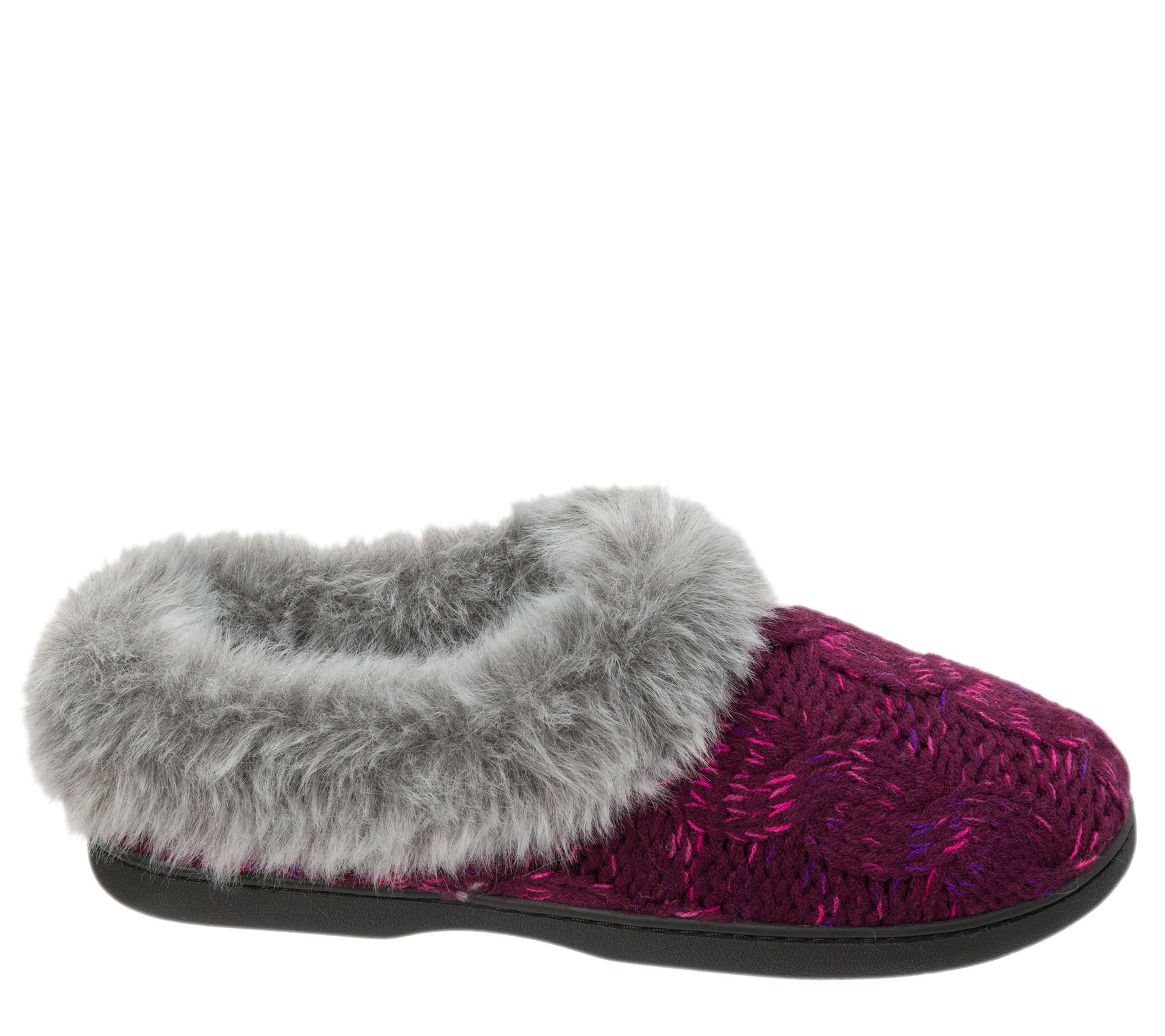 Dearfoams Women's Cable Knit Clog Slippers - Memory Foam, Fleece Lined, Wide Width Available