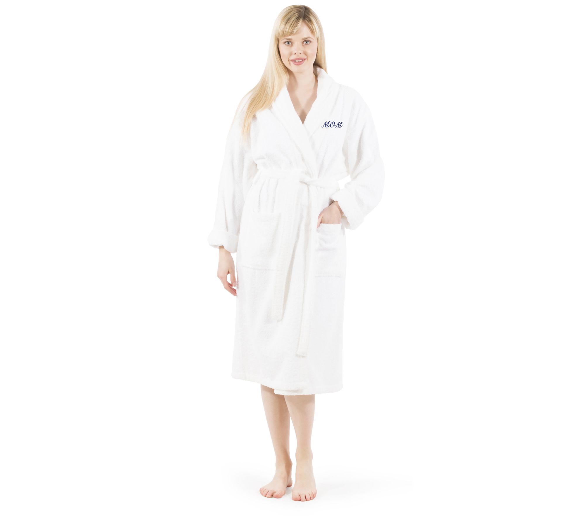Linum Home Textiles "Mom" Embroidered Terry Bathrobe