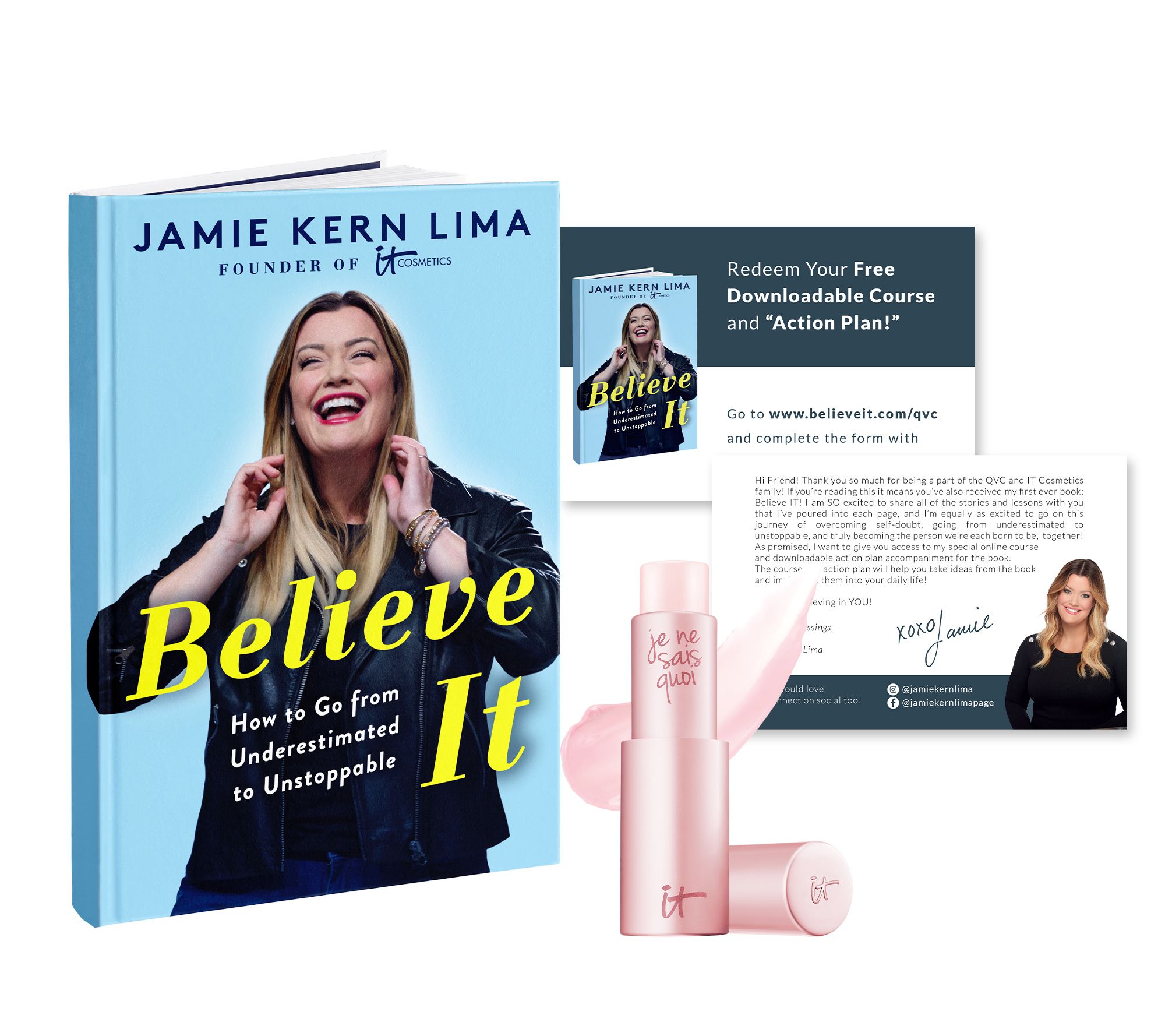 Believe It Book Bundle With It Cosmetics Full Size Je Ne Sais Quoi Lip Flush Qvc Com