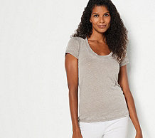  Barefoot Dreams Malibu Collection Burnout Scoop Neck Tee - A453504