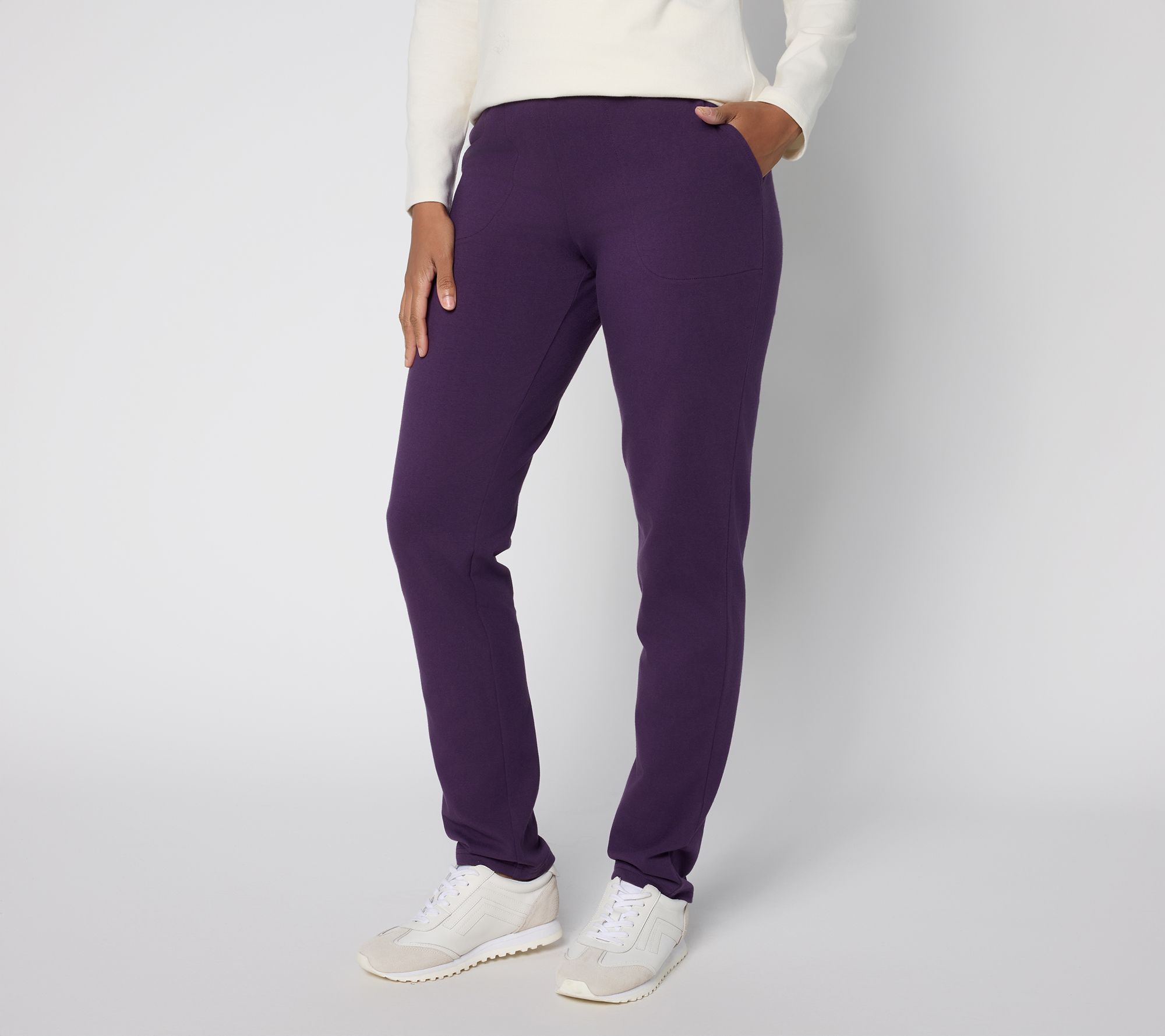 Denim & Co. Active Regular Duo Stretch Slim Straight Pants