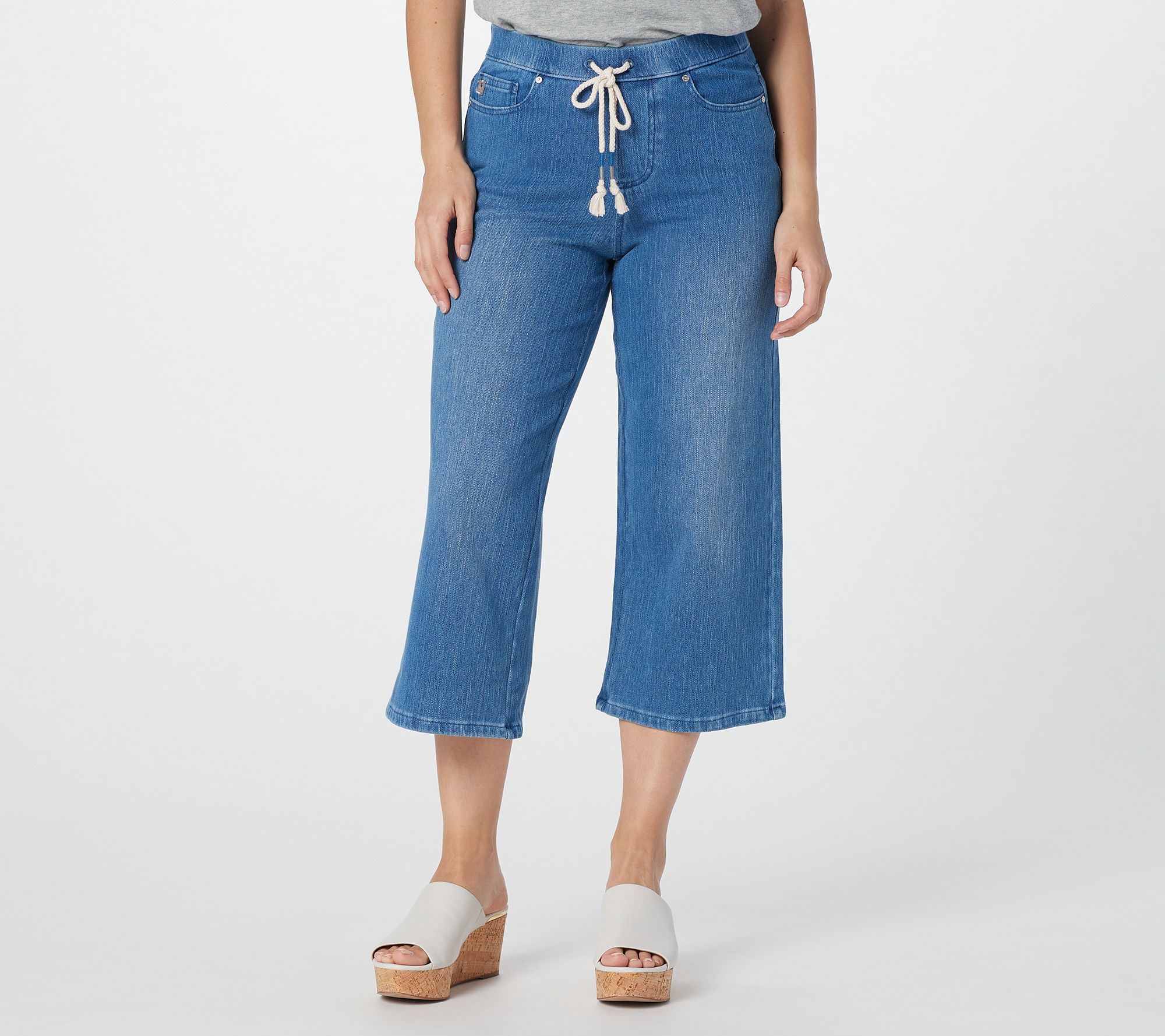 "As Is" Belle by Kim Gravel Flexibelle Cropped Gaucho with Drawstring