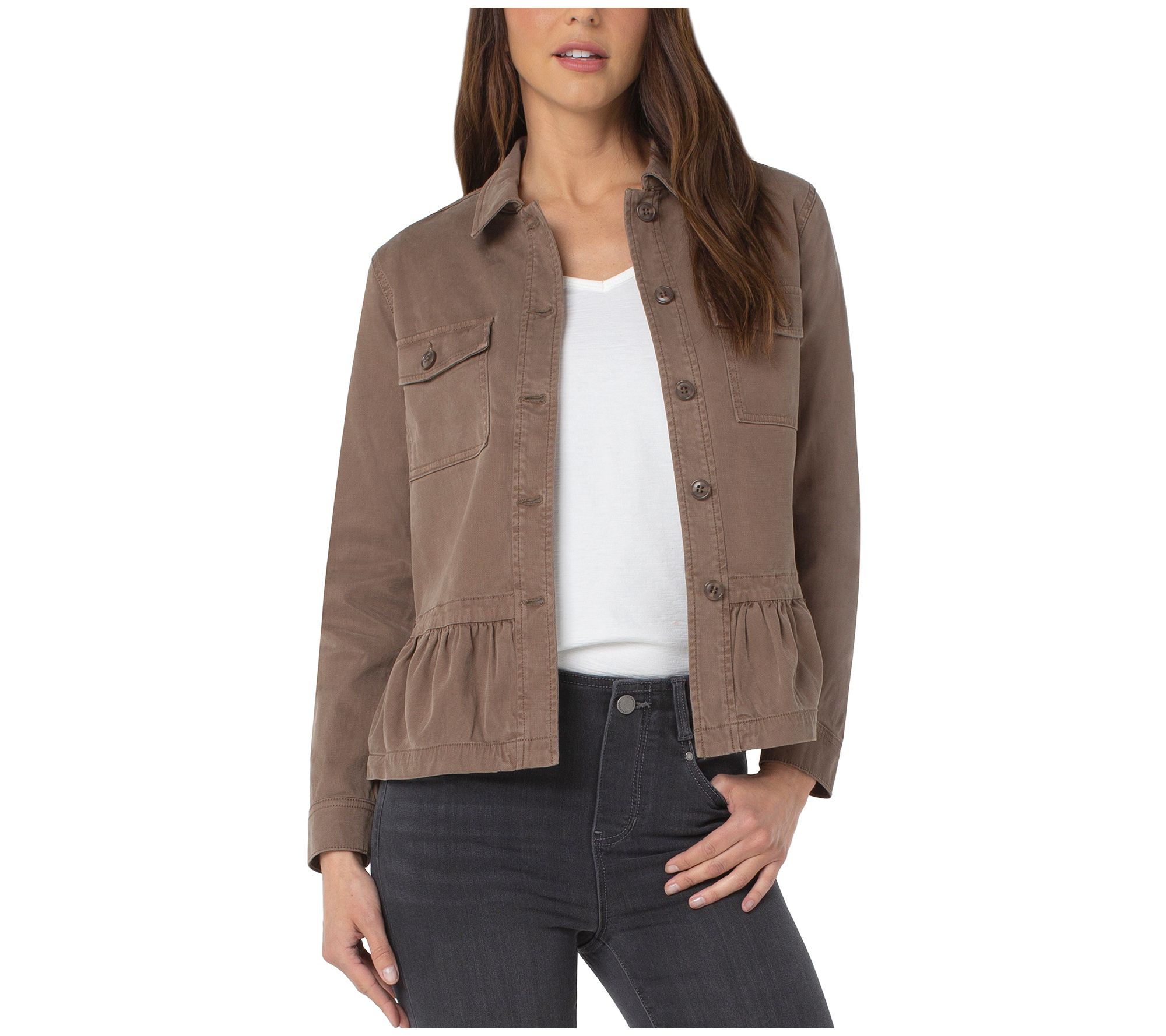 Liverpool Los Angeles Cargo Jacket w/ Peplum Hem - QVC.com