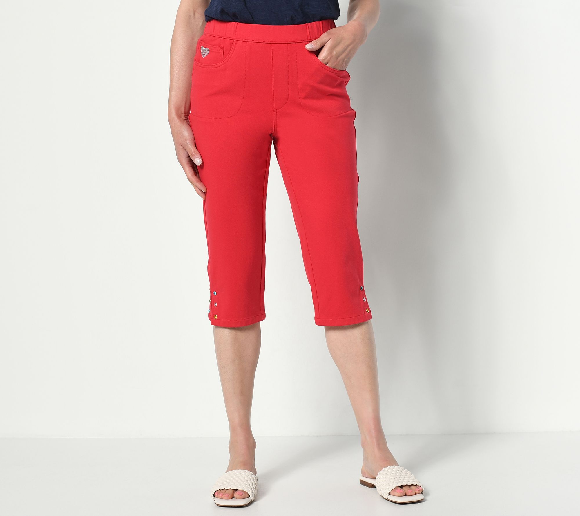 Quacker Factory Dream Jeans Pull On Stretch Capri Pants Size XL
