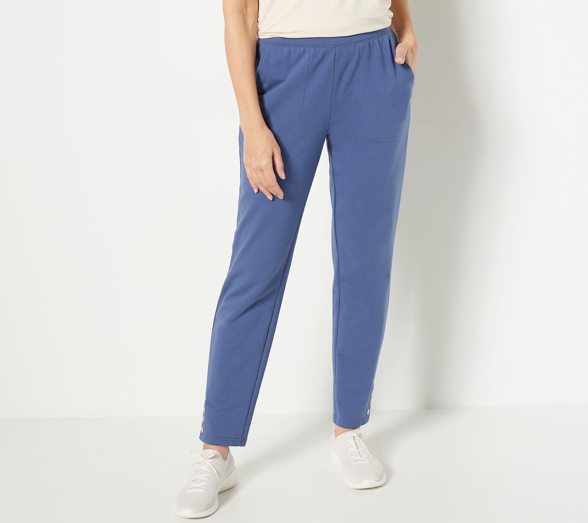 Denim & Co. Active French Terry Slim Straight Pants - QVC.com