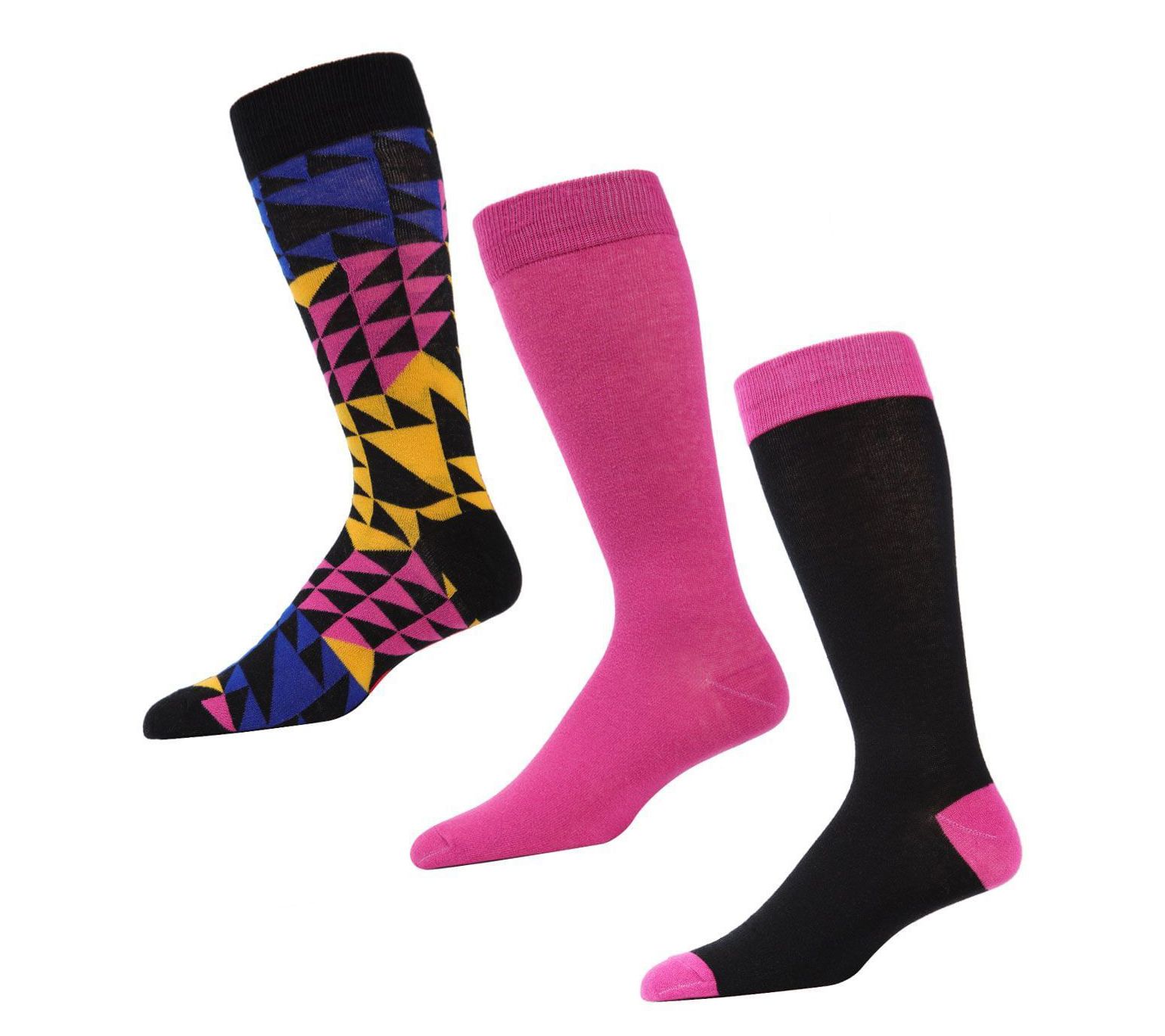 Memoi Men's Asymmetrical 3 Pack Crew Sock